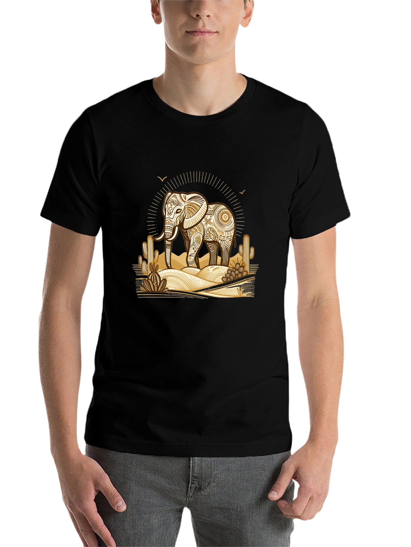 Black Elephant Desert Graphic Tee view 7
