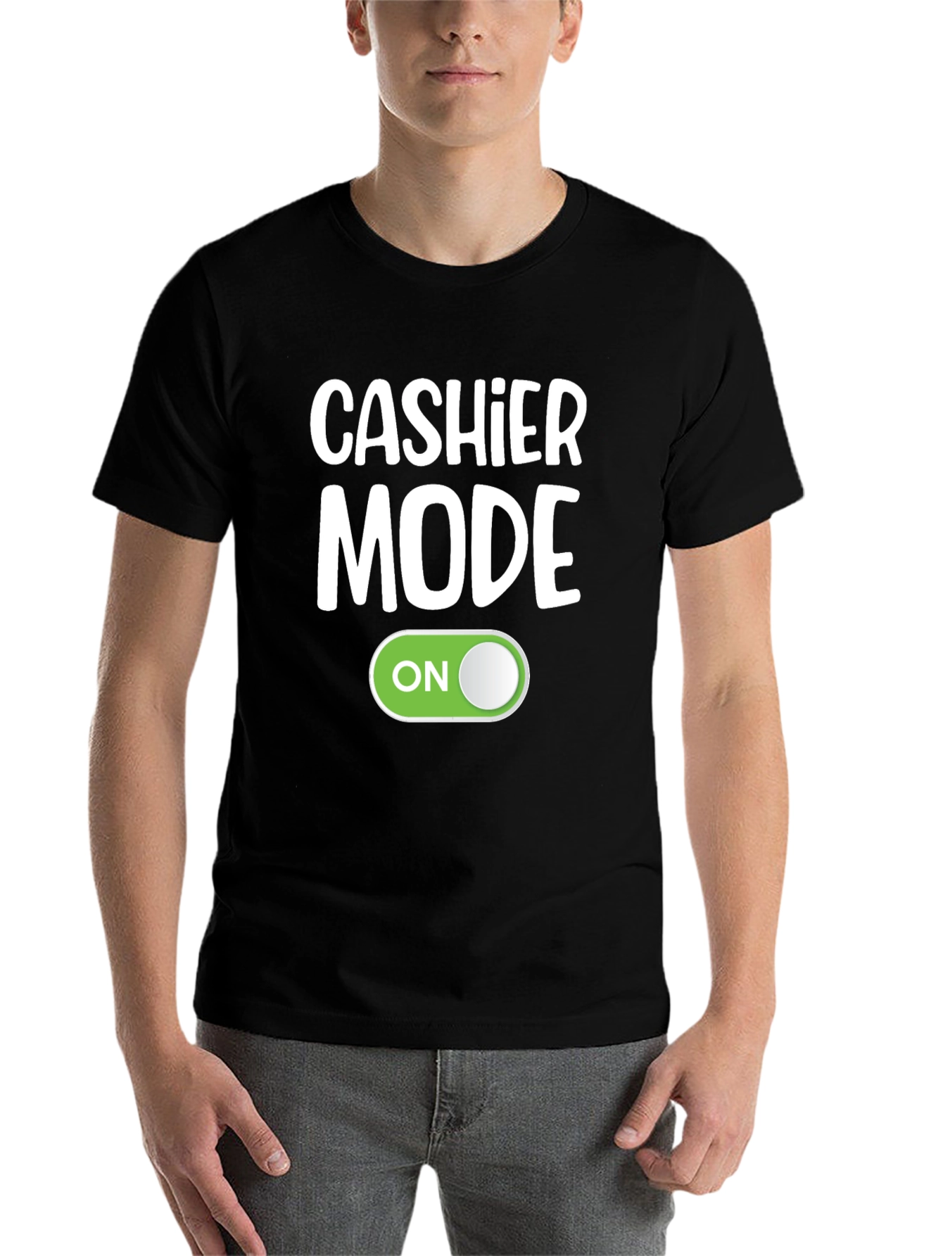 Black Cashier Mode On Black T-Shirt Funny Employee Gift view 7
