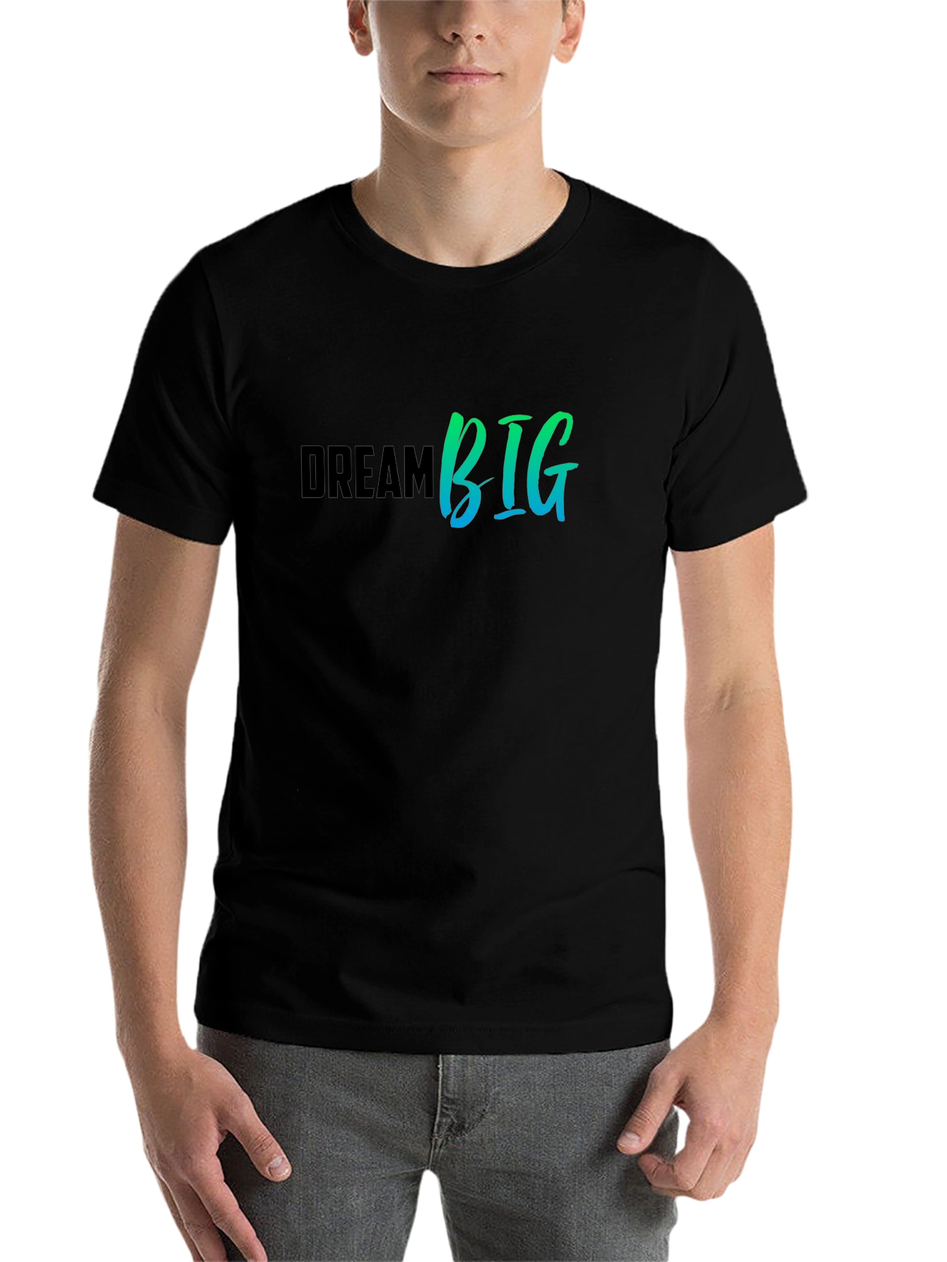 Black Dream Big Graphic Tee - Black Cotton T-Shirt view 7