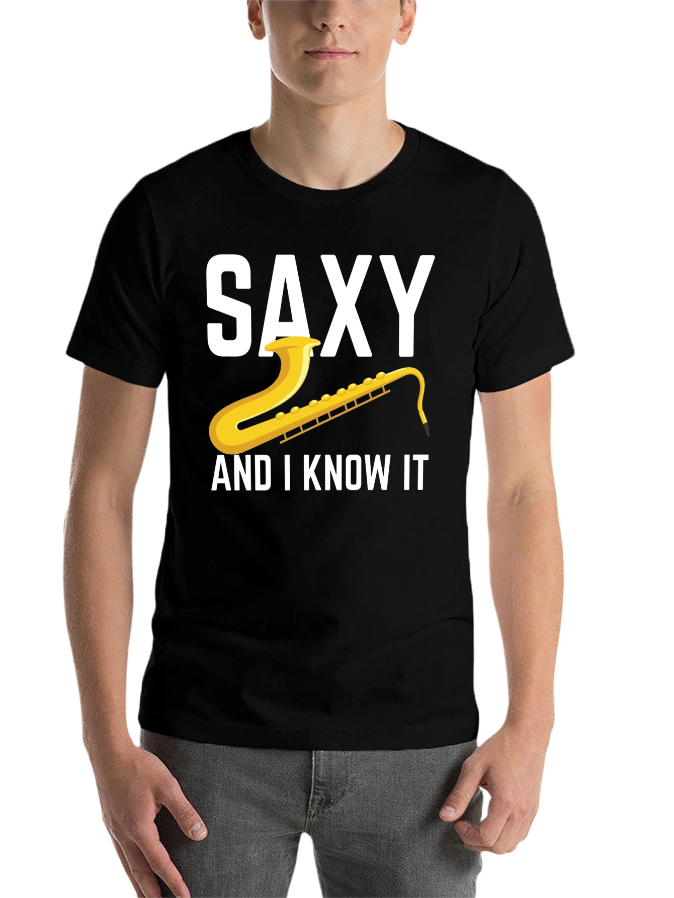 Black Saxy And I Know It T-Shirt view 7