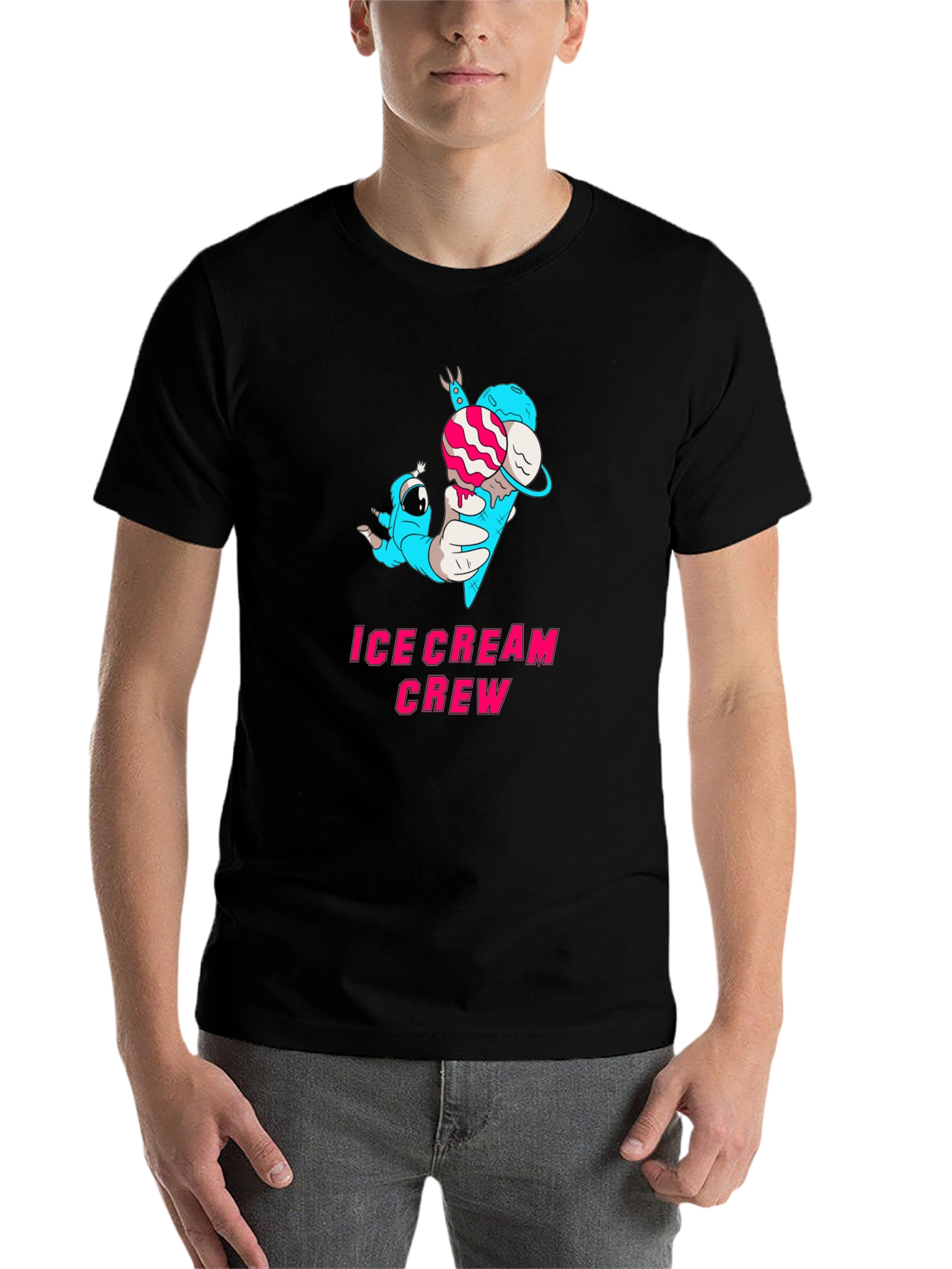 Black Ice Cream Crew Graphic Tee - Black Cotton Blend view 7