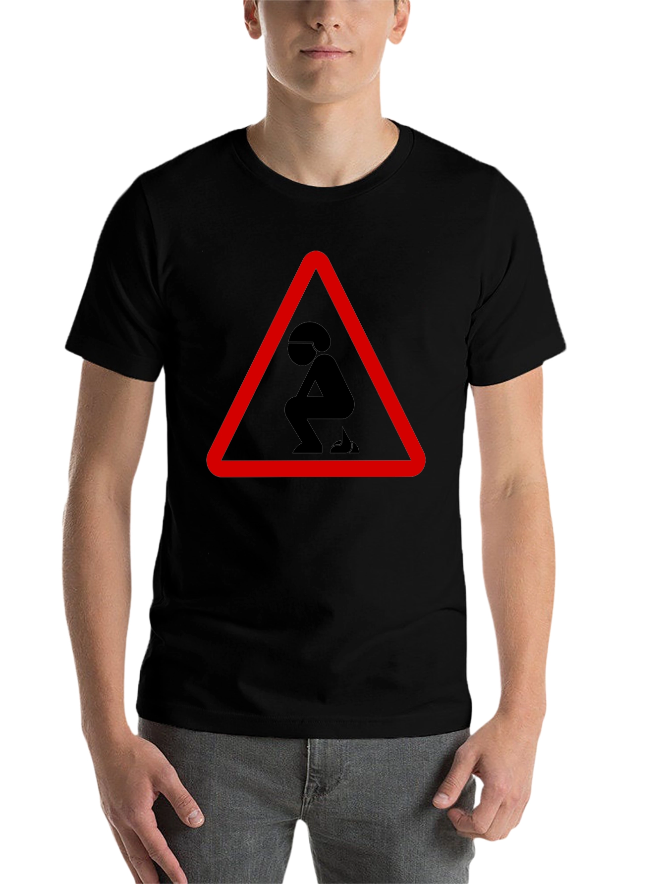 Black Funny Poop Warning Graphic T-Shirt view 7