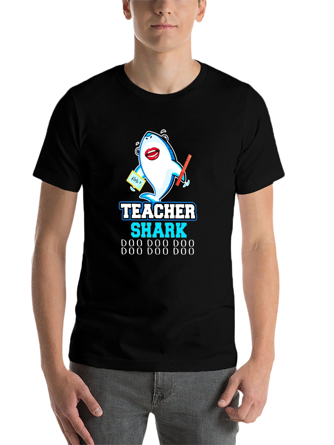 Black Teacher Shark Doo Doo T-Shirt view 7