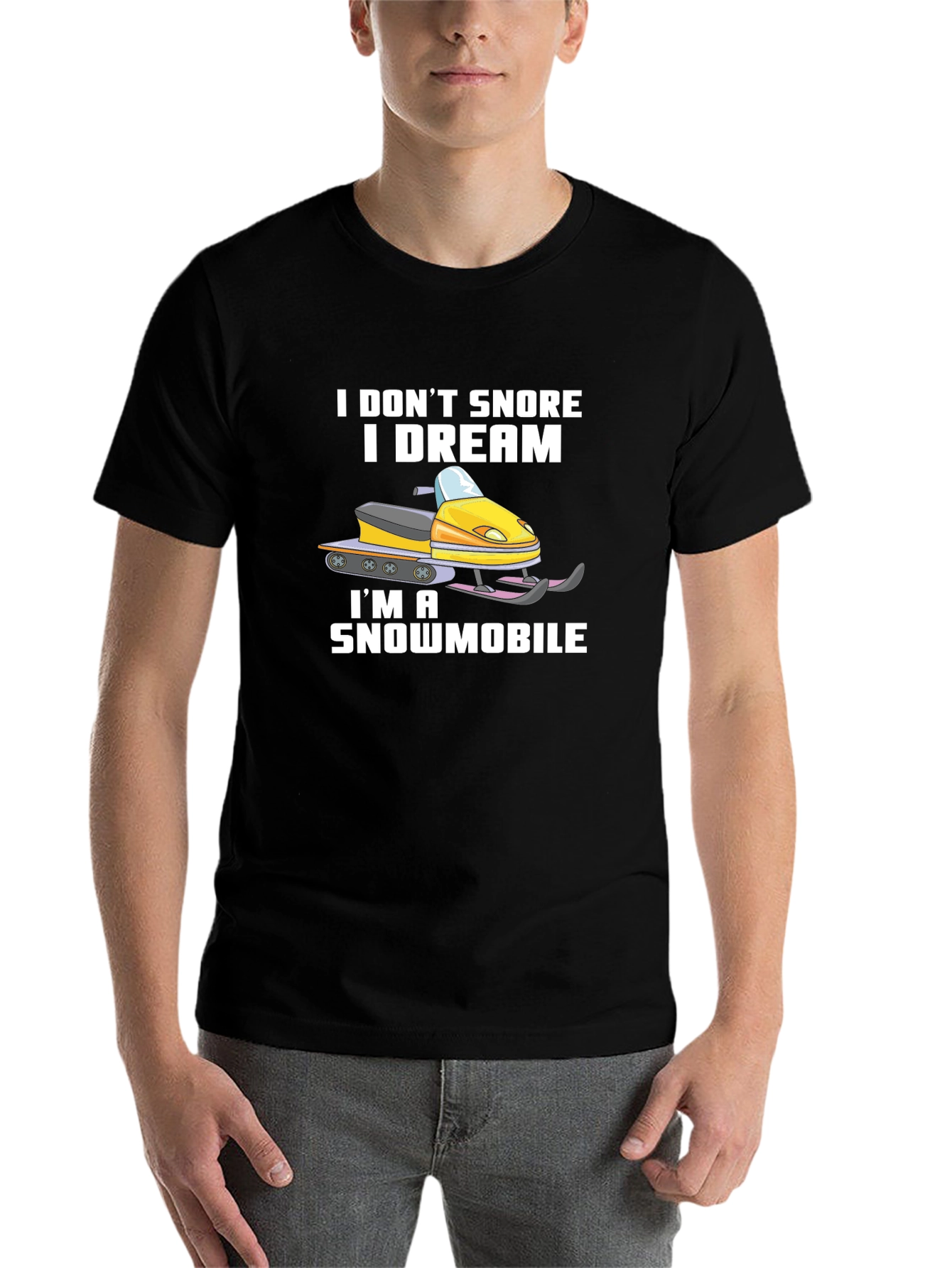 Black Funny Snowmobile T-Shirt - I Dream I'm a Snowmobile view 7