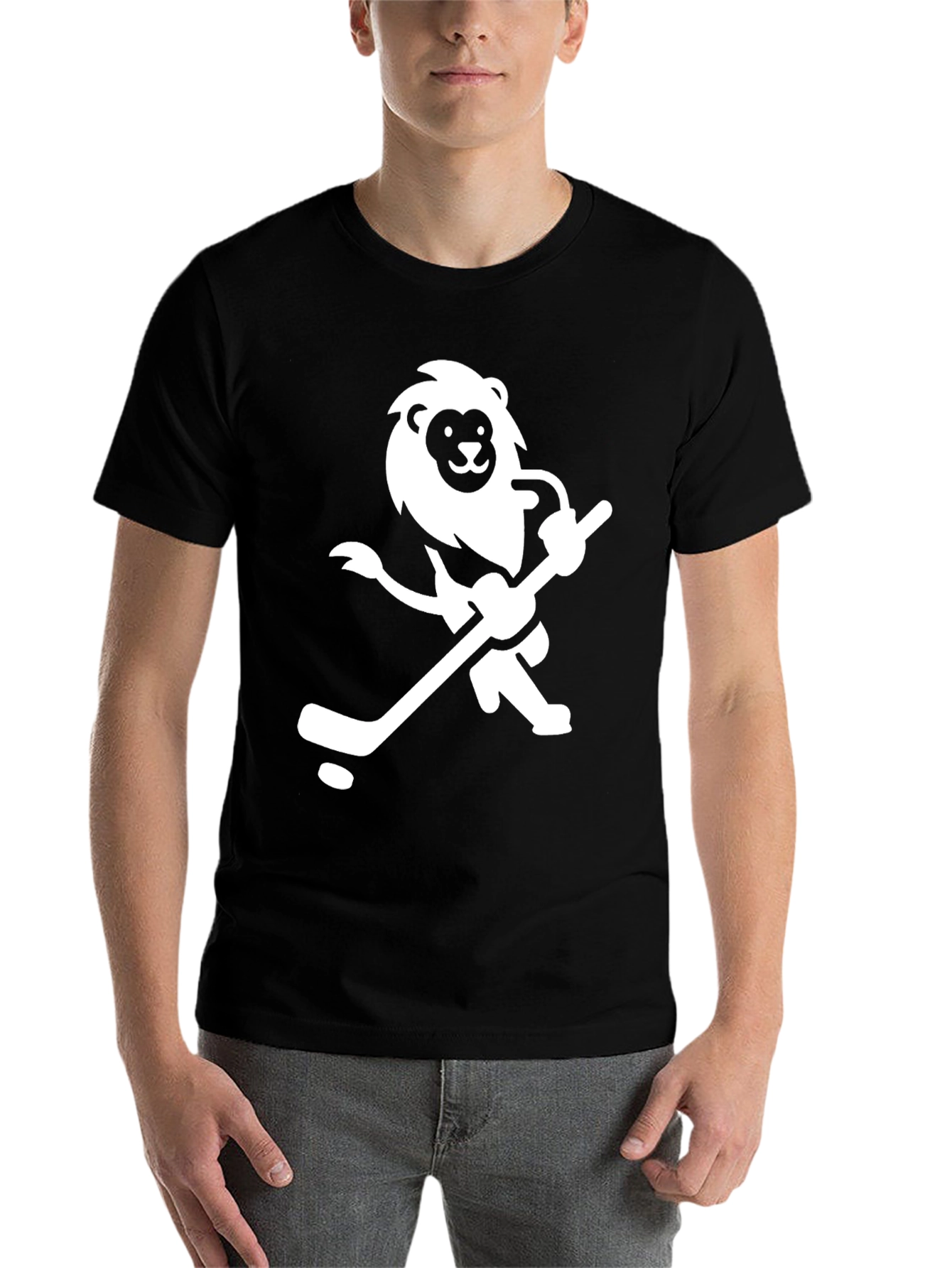 Black Lion Hockey T-Shirt - Black Cotton Graphic Tee view 7