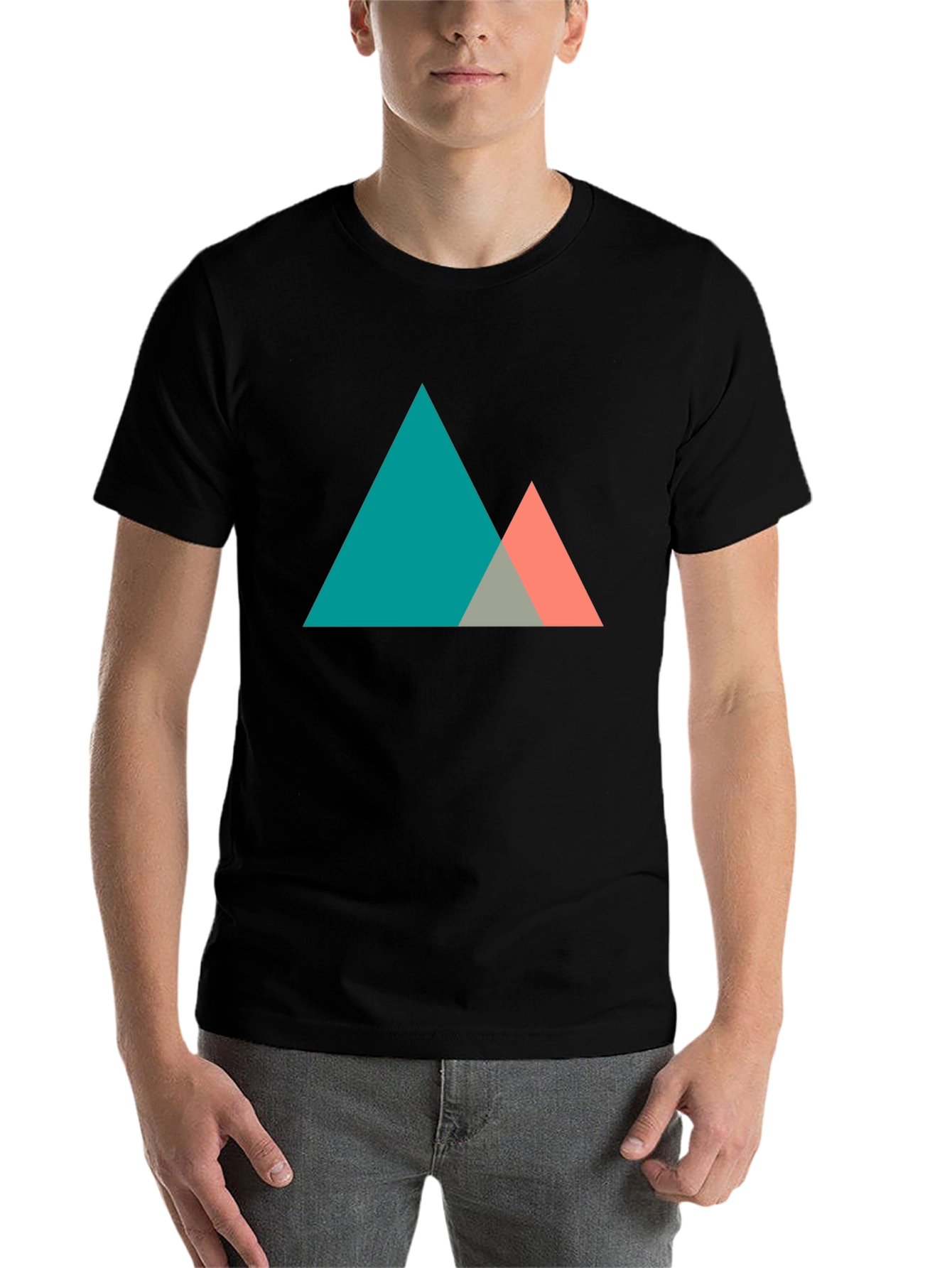 Black Geometric Mountain Graphic Tee - Modern Black T-Shirt view 7