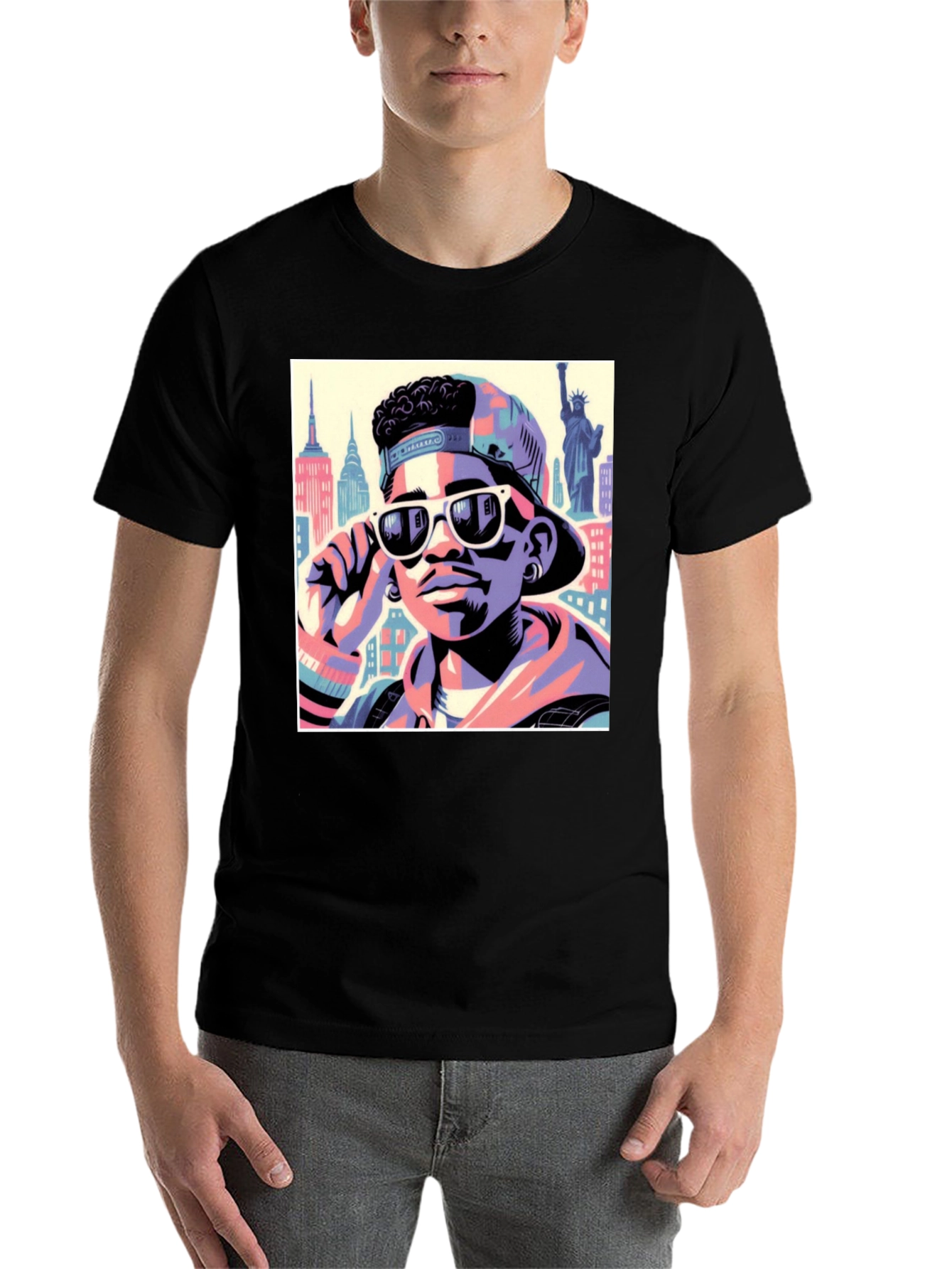 Black Fresh Prince Style T-Shirt - Cool Graphic Tee view 7