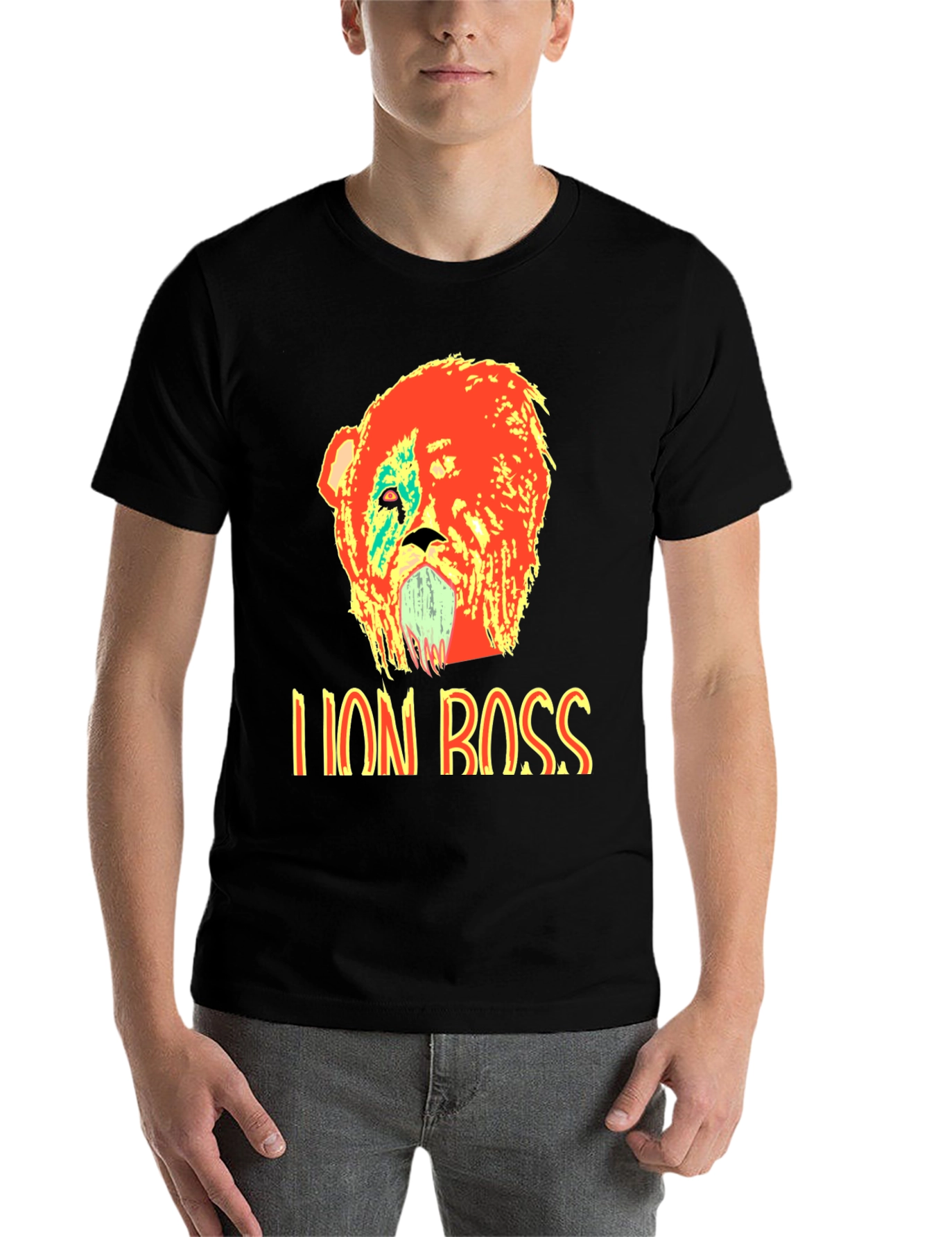 Black Lion Boss Graphic T-Shirt - Bold Design view 7