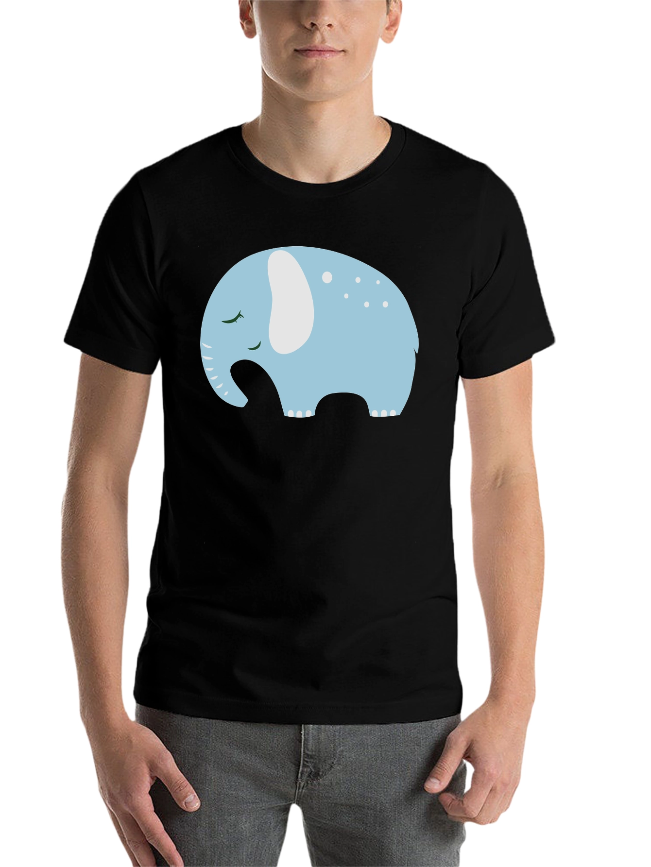 Black Cute Sleeping Elephant Graphic Tee view 7