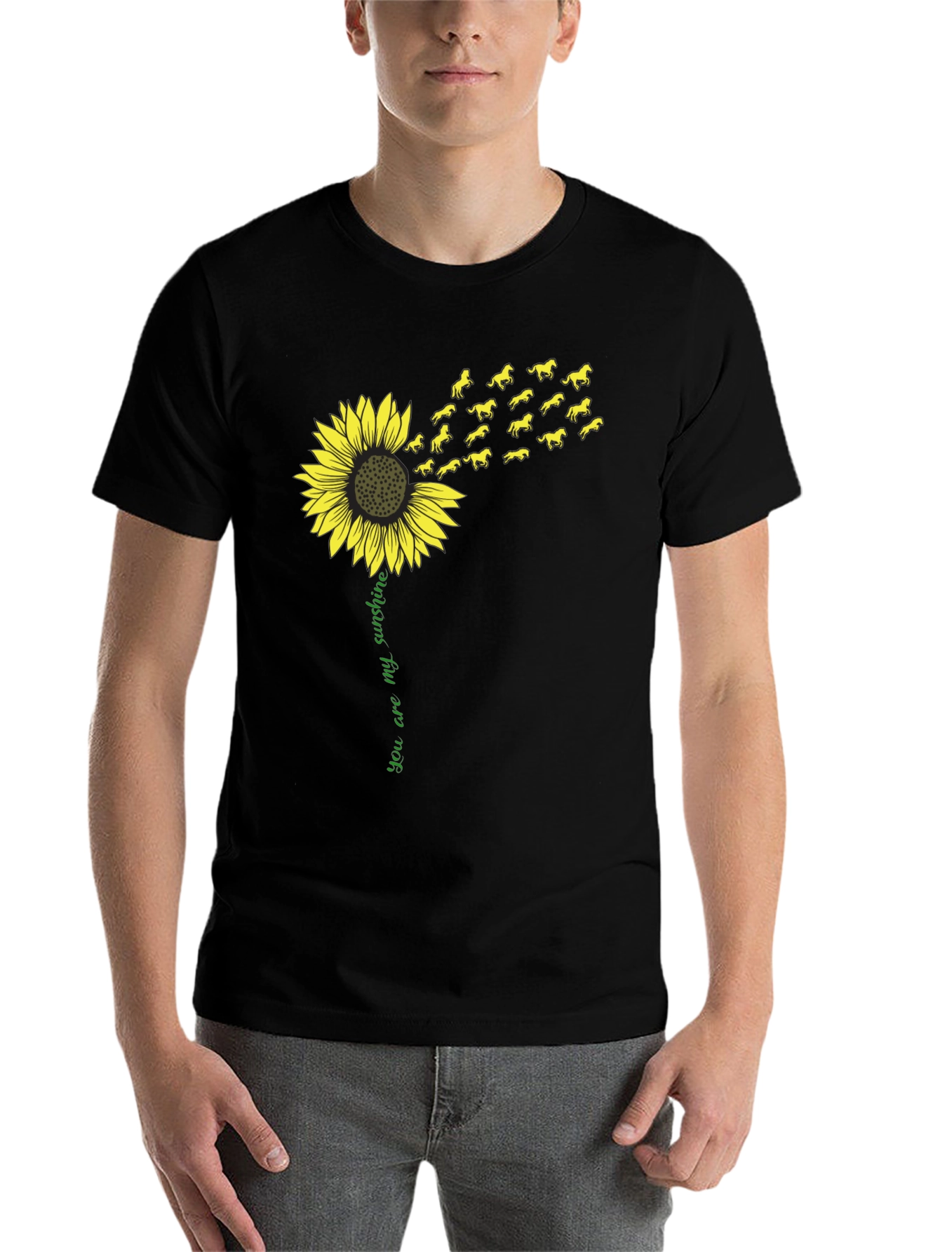 Black Sunflower Horse T-Shirt - You Are My Sunshine Tee view 7