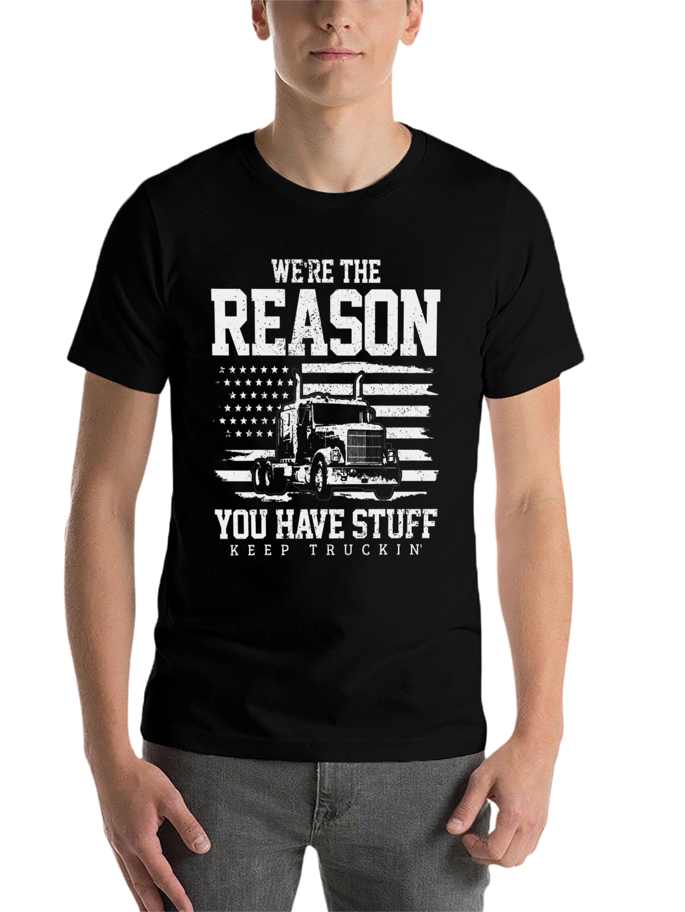 Black Truck Driver T-Shirt - Reason You Have Stuff view 7