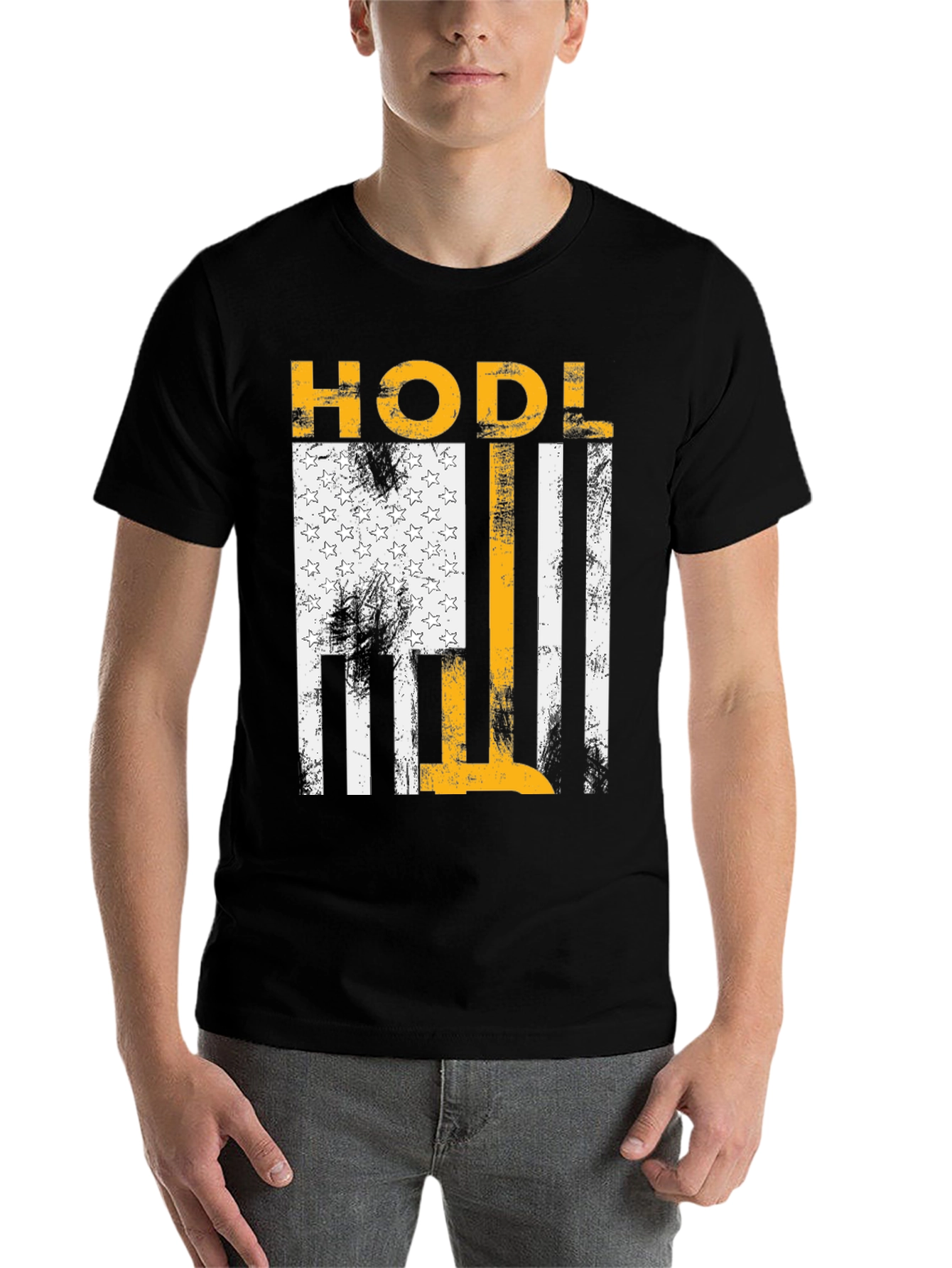 Black HODL American Flag Style Graphic Tee view 7