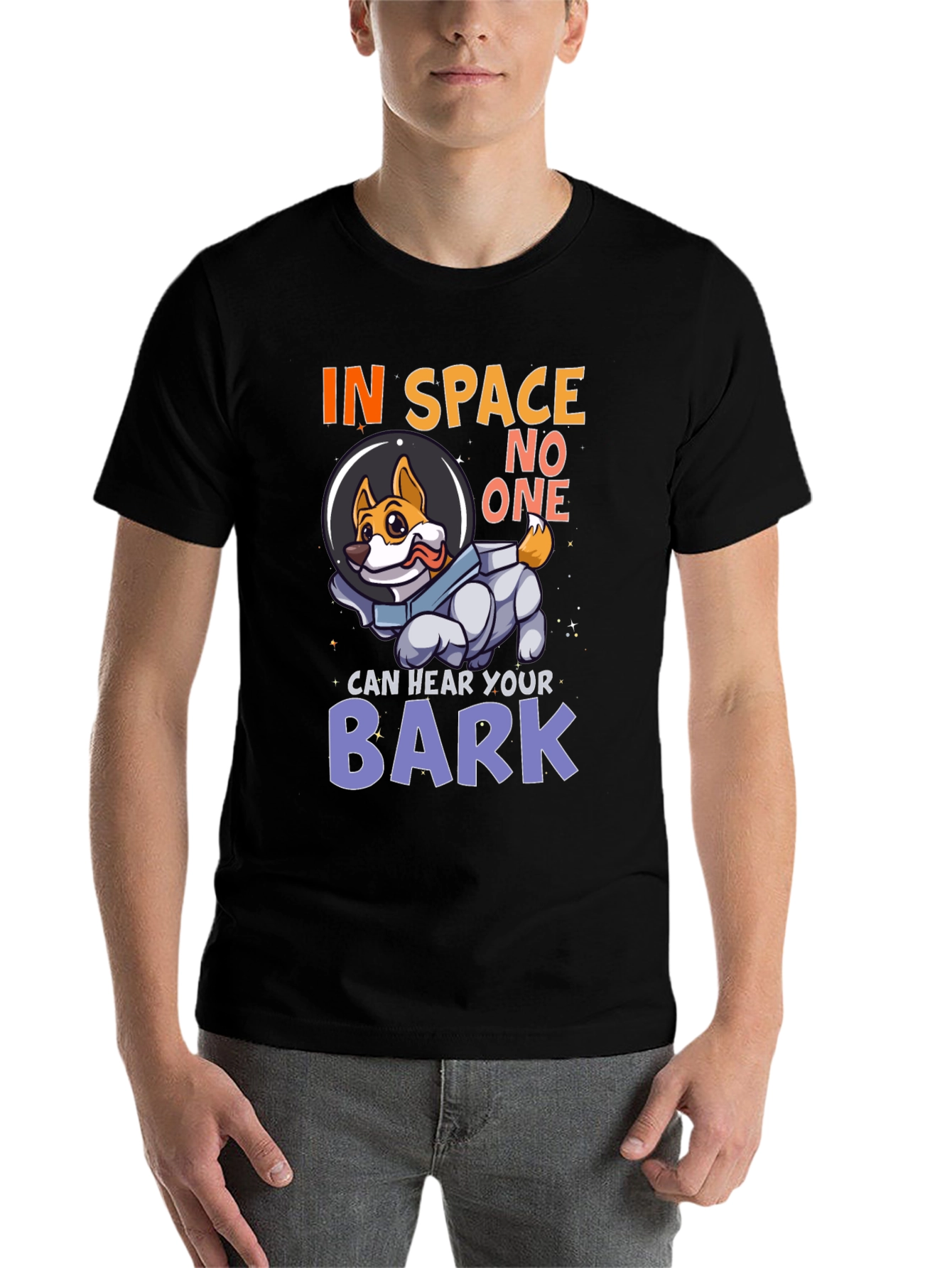 Black In Space No One Can Hear Your Bark Dog T-Shirt view 7
