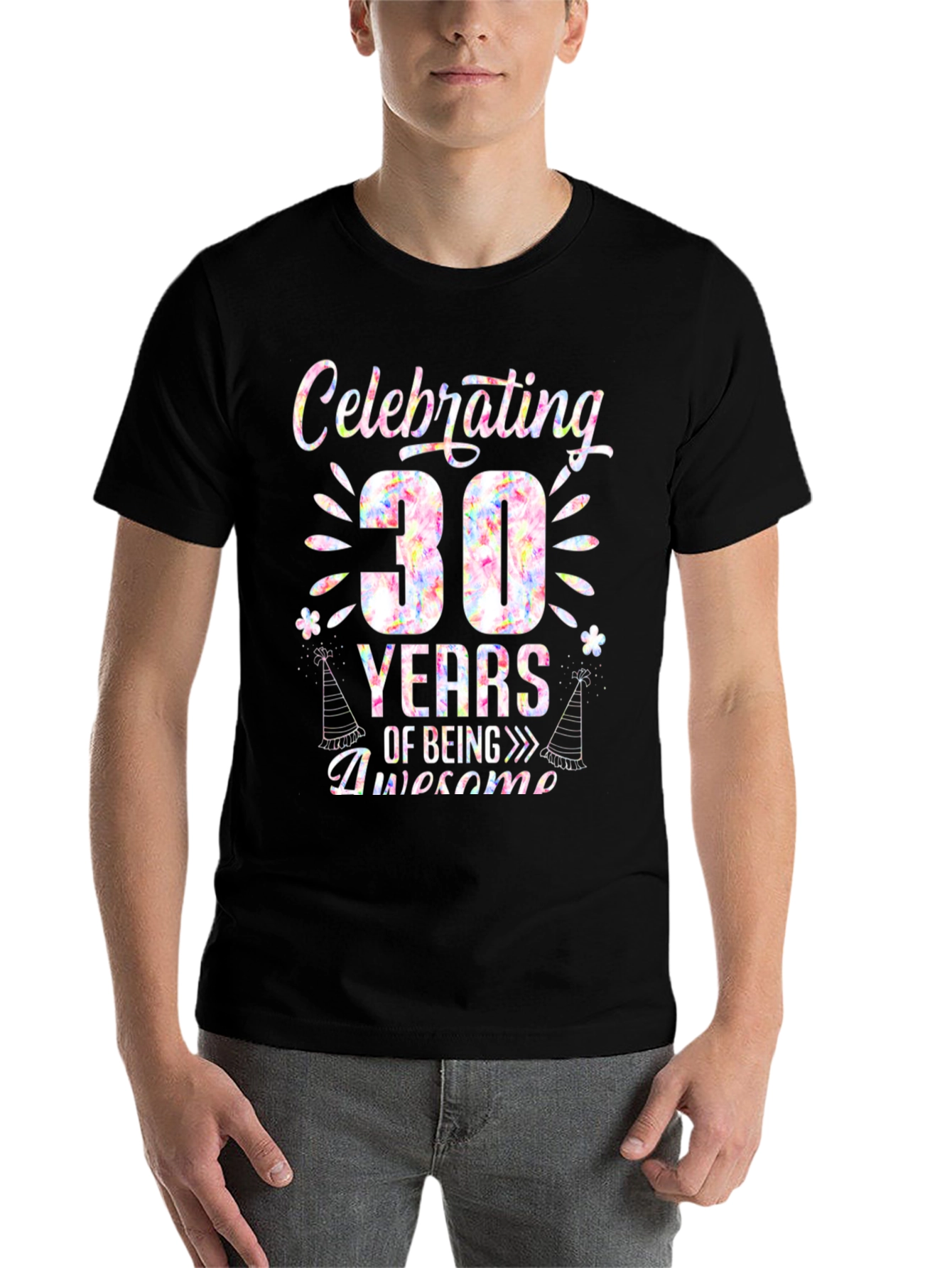 Black Celebrating 30 Years Awesome Birthday T-Shirt view 7