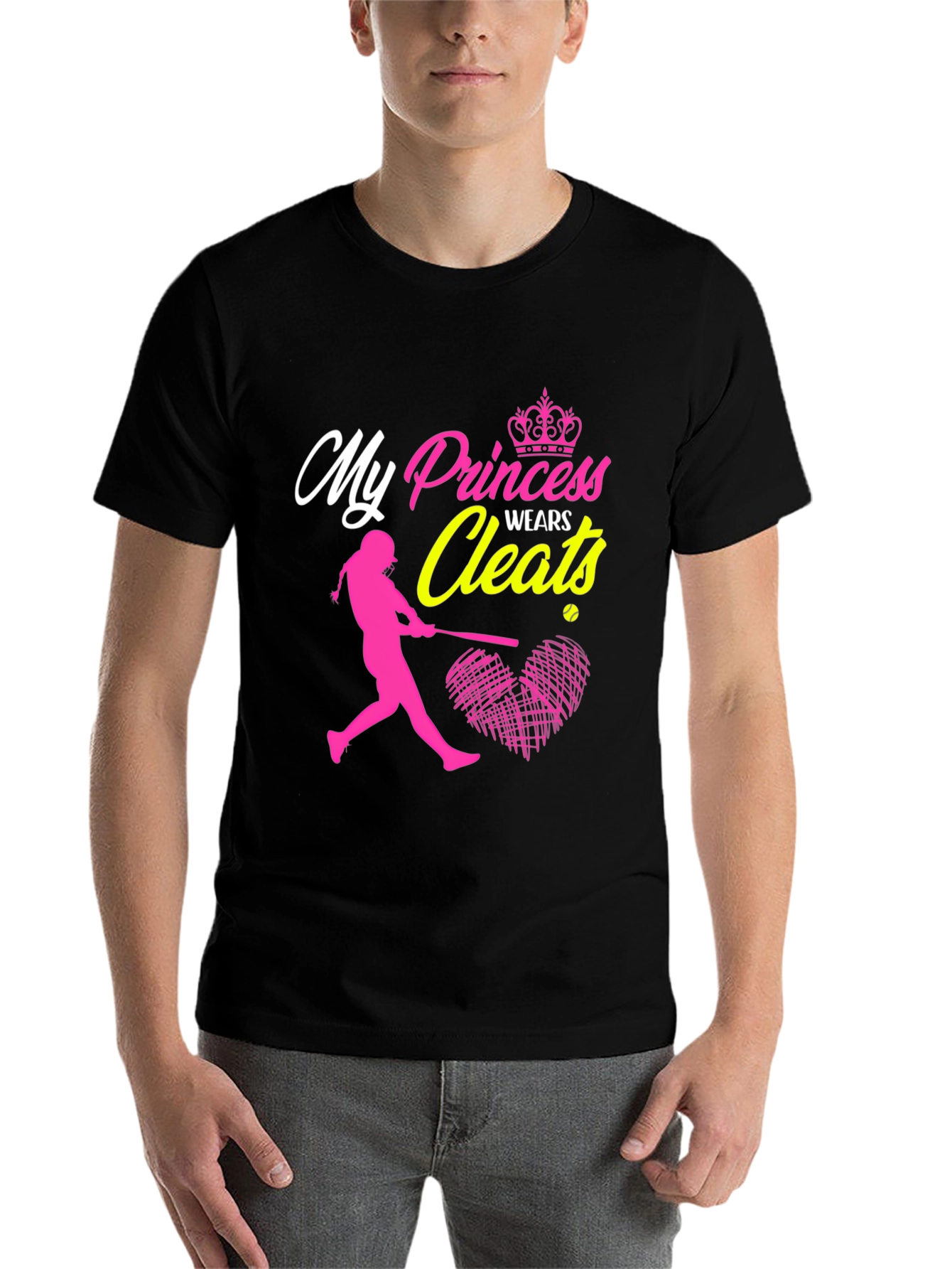 Black My Princess Wears Cleats T-Shirt view 7