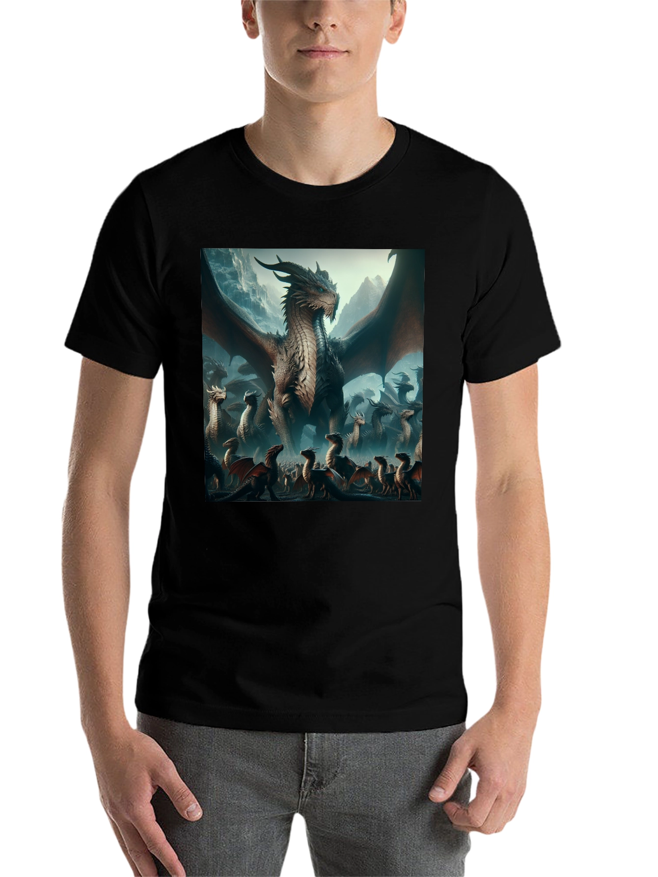 Black Dragon T-Shirt - Fantasy Art Graphic Tee view 7
