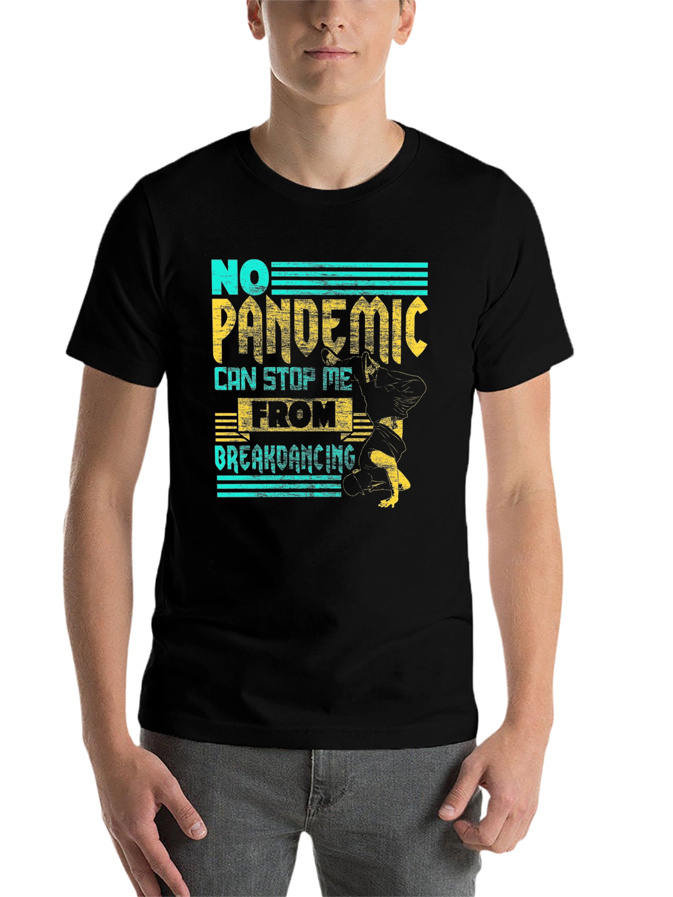 Black No Pandemic Breakdancing Graphic Tee view 7