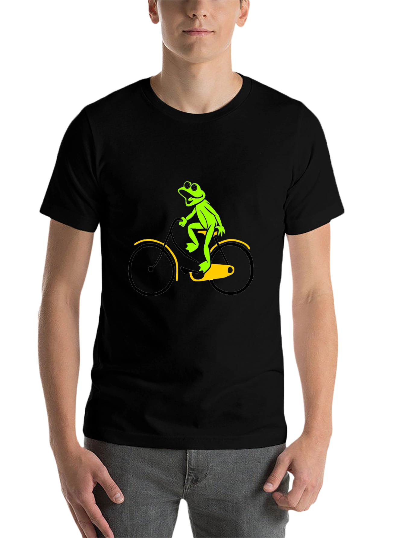 Black Frog on a Bike Graphic Tee - Black T-Shirt view 7