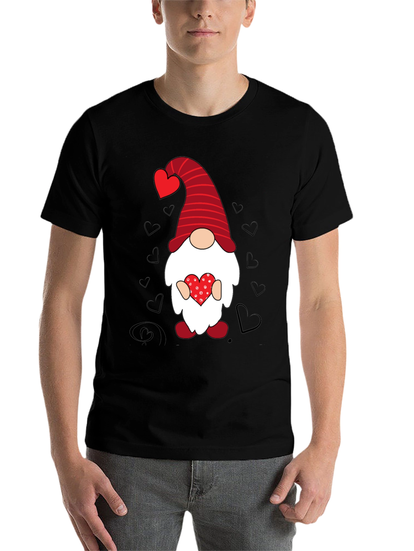 Black Valentine Gnome Men's T-shirt view 7
