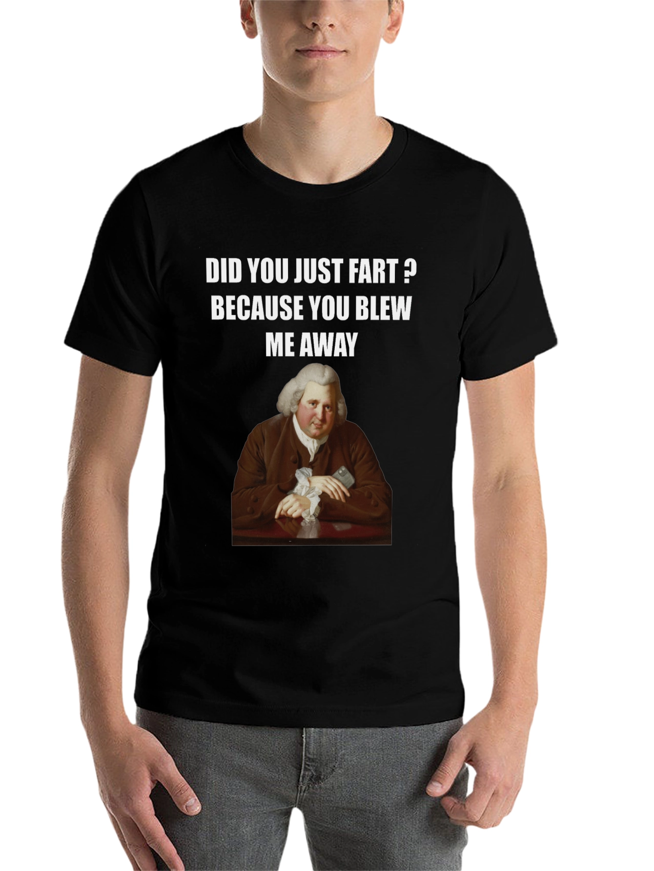 Black Humorous Fart T-Shirt with Classical Art view 7