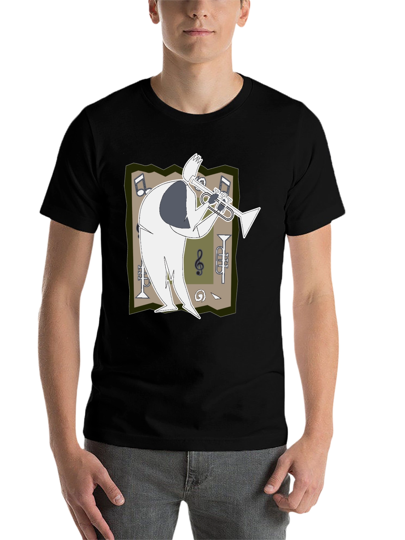 Black Jazz Trumpet Graphic T-Shirt - Black view 7