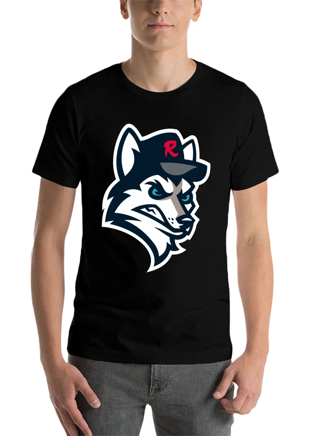 Black Black T-Shirt with Wolf Logo view 7