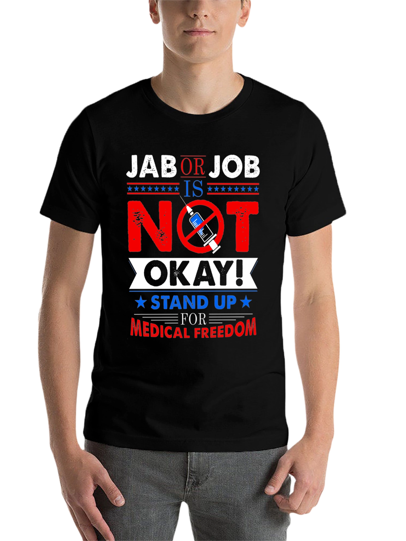 Black Jab or Job Anti Vaccine T-Shirt view 7