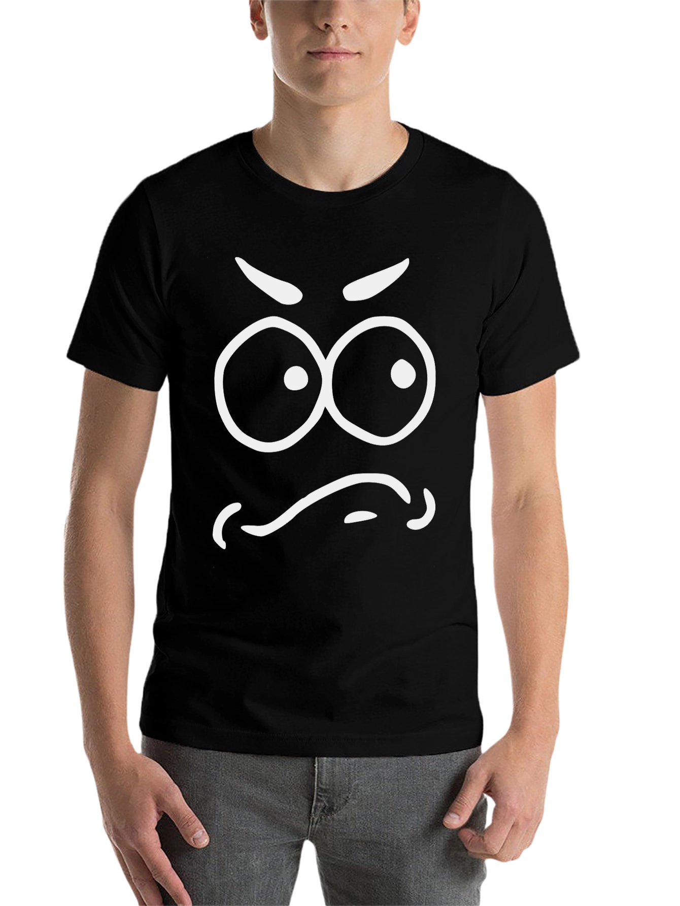 Black Angry Face Graphic Tee - Men's Black T-Shirt view 7