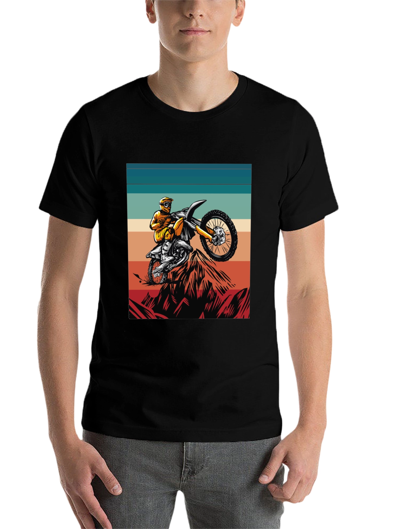 Black Dirt Bike Rider T-Shirt, Motocross Graphic Tee view 7