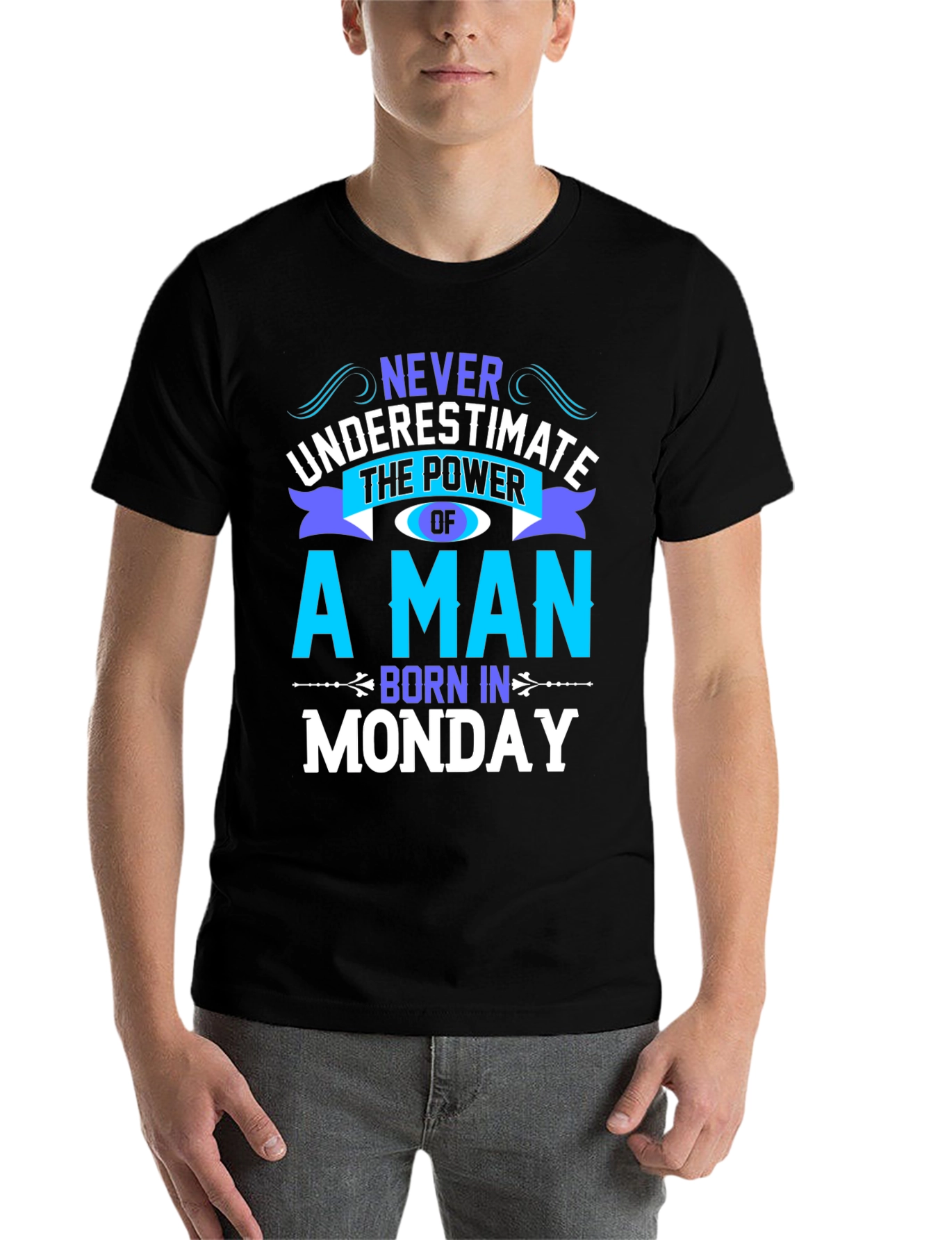 Black Born on Monday Graphic T-Shirt view 7