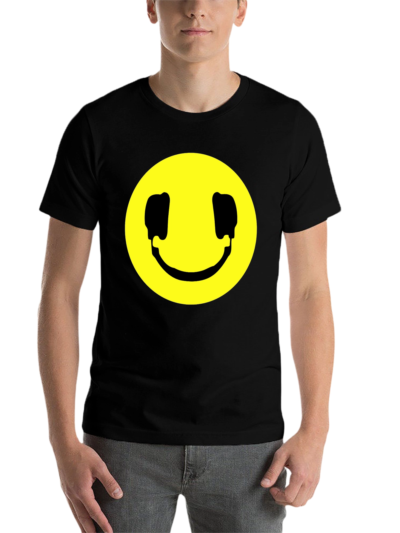 Black Smiley Face Graphic Black T-Shirt view 7