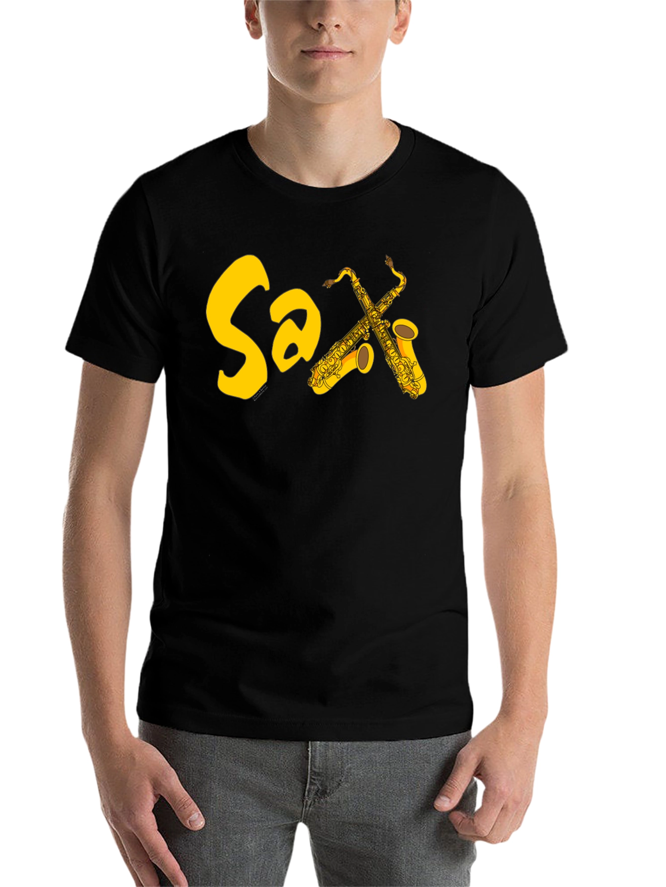 Black Saxophone Music T-Shirt - Black Graphic Tee view 7