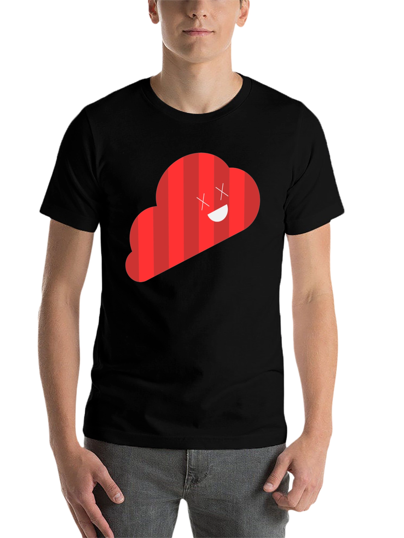Black Red Cloud Graphic Tee - Funny Cartoon Design view 7