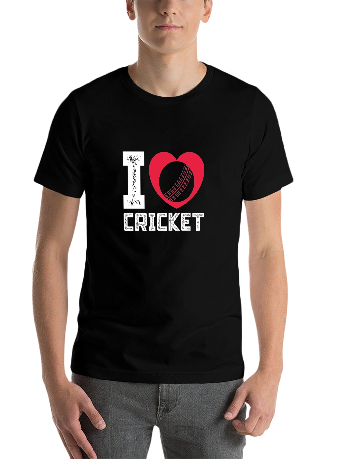 Black I Love Cricket Black T-Shirt view 7