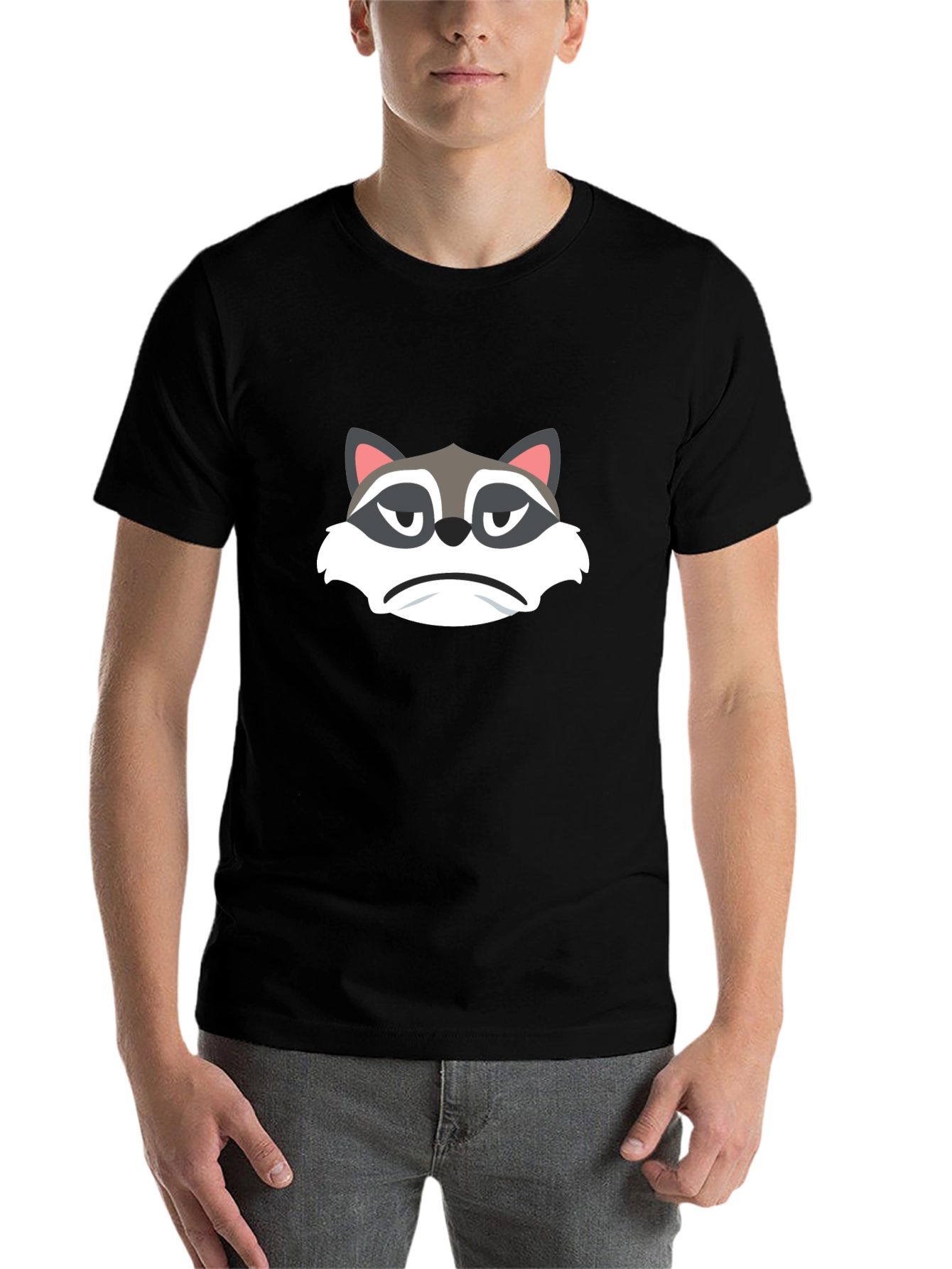 Black Grumpy Raccoon Graphic Tee - Soft Black Cotton view 7