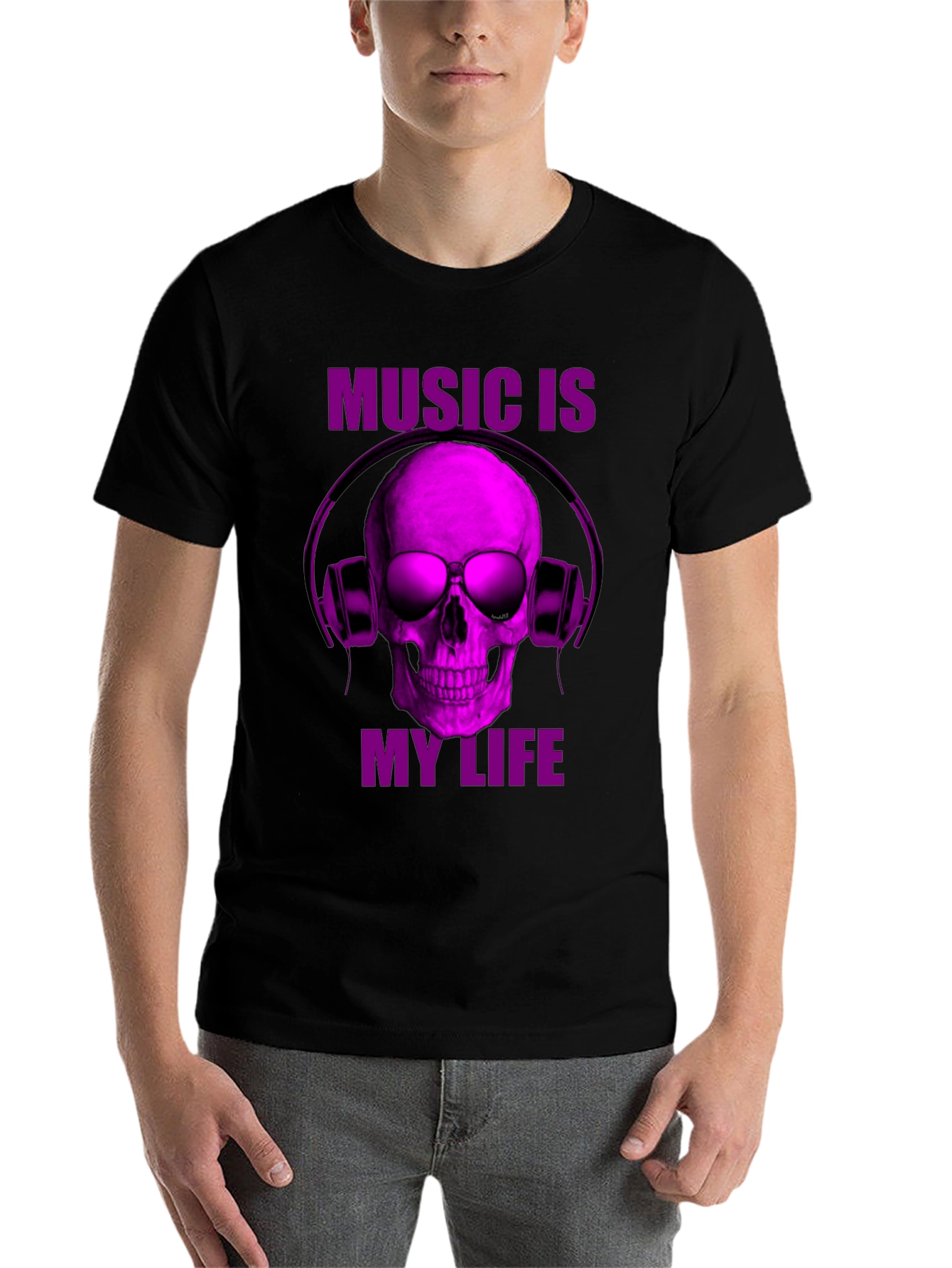 Black Music is My Life Skull Graphic T-Shirt view 7