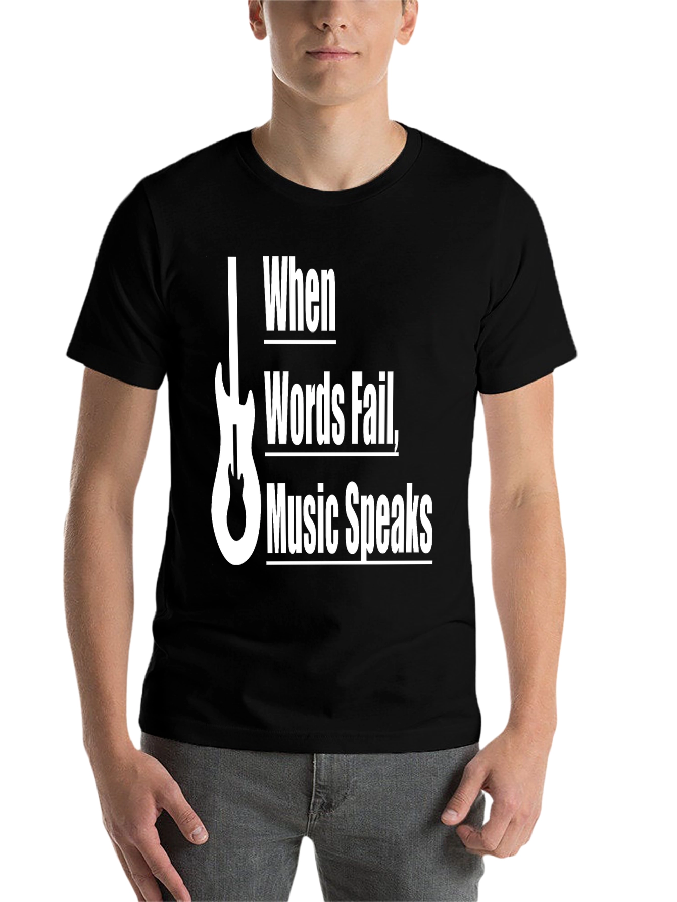 Black Music Speaks T-Shirt - Guitar Graphic Tee view 7
