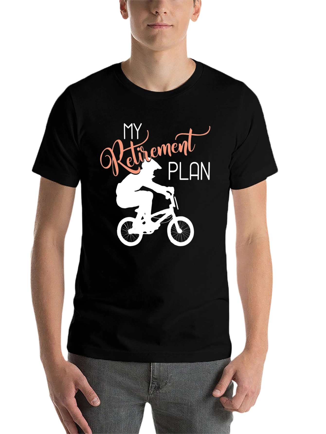 Black Retirement Plan Biking T-Shirt view 7