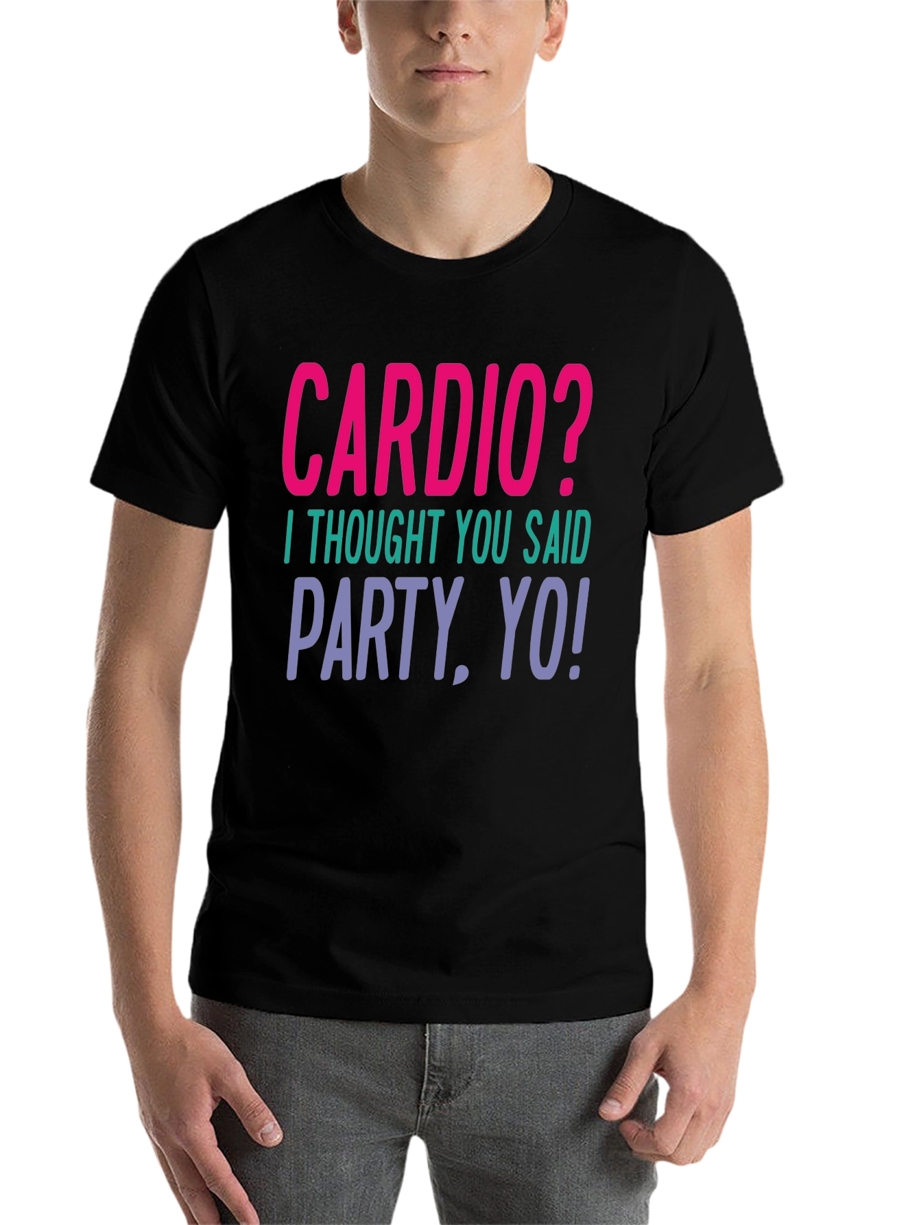 Black Cardio? Party, Yo! Graphic Tee - Unisex view 7