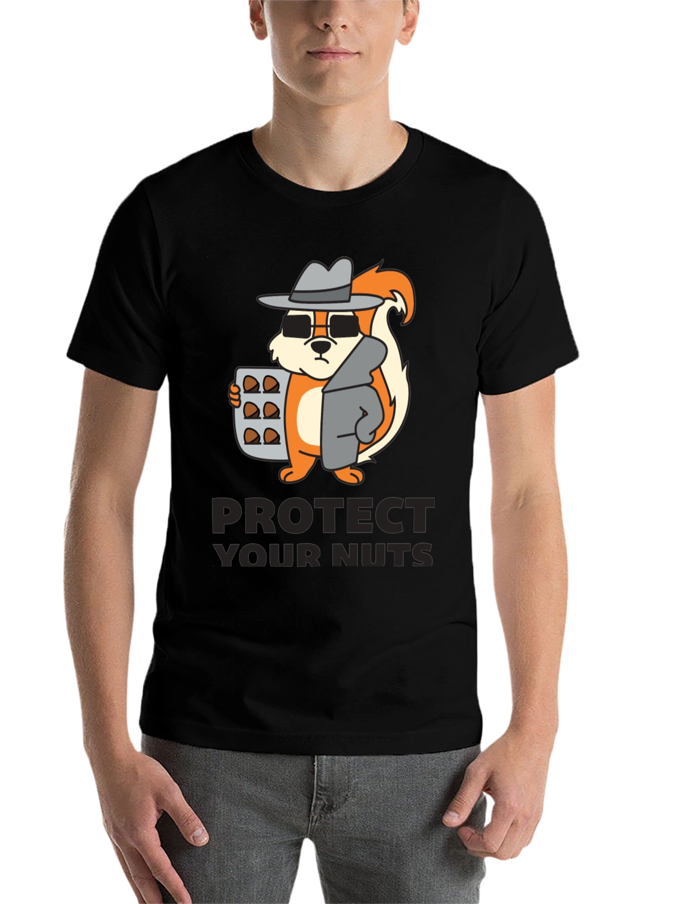 Black Protect Your Nuts Novelty Graphic Tee view 7