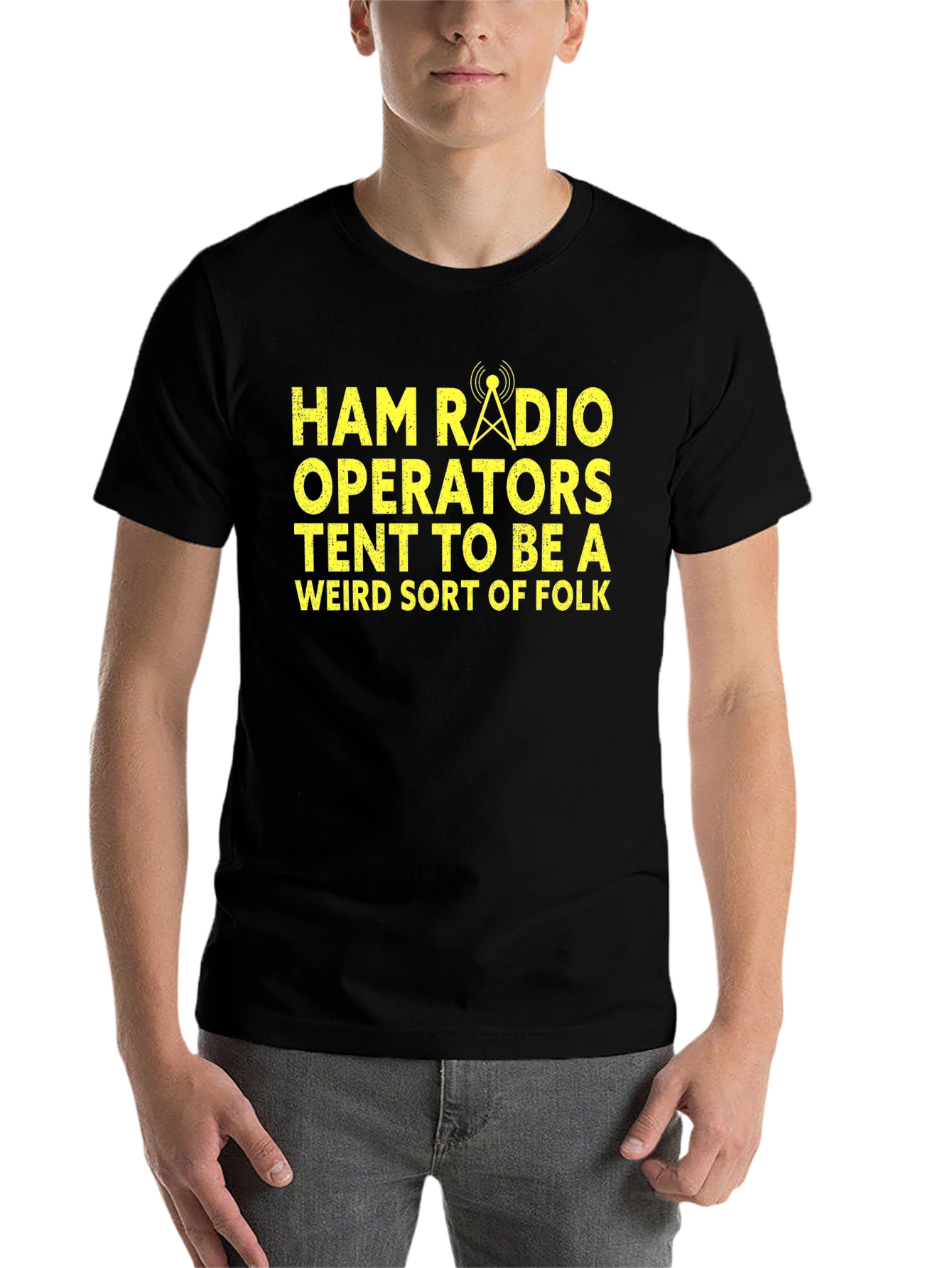 Black Ham Radio Operator T-Shirt - Weird Sort of Folk view 7