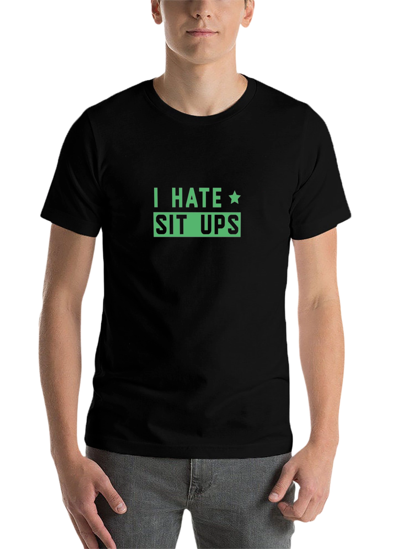 I Hate Sit Ups Black T-Shirt - Funny Workout Tee - 7