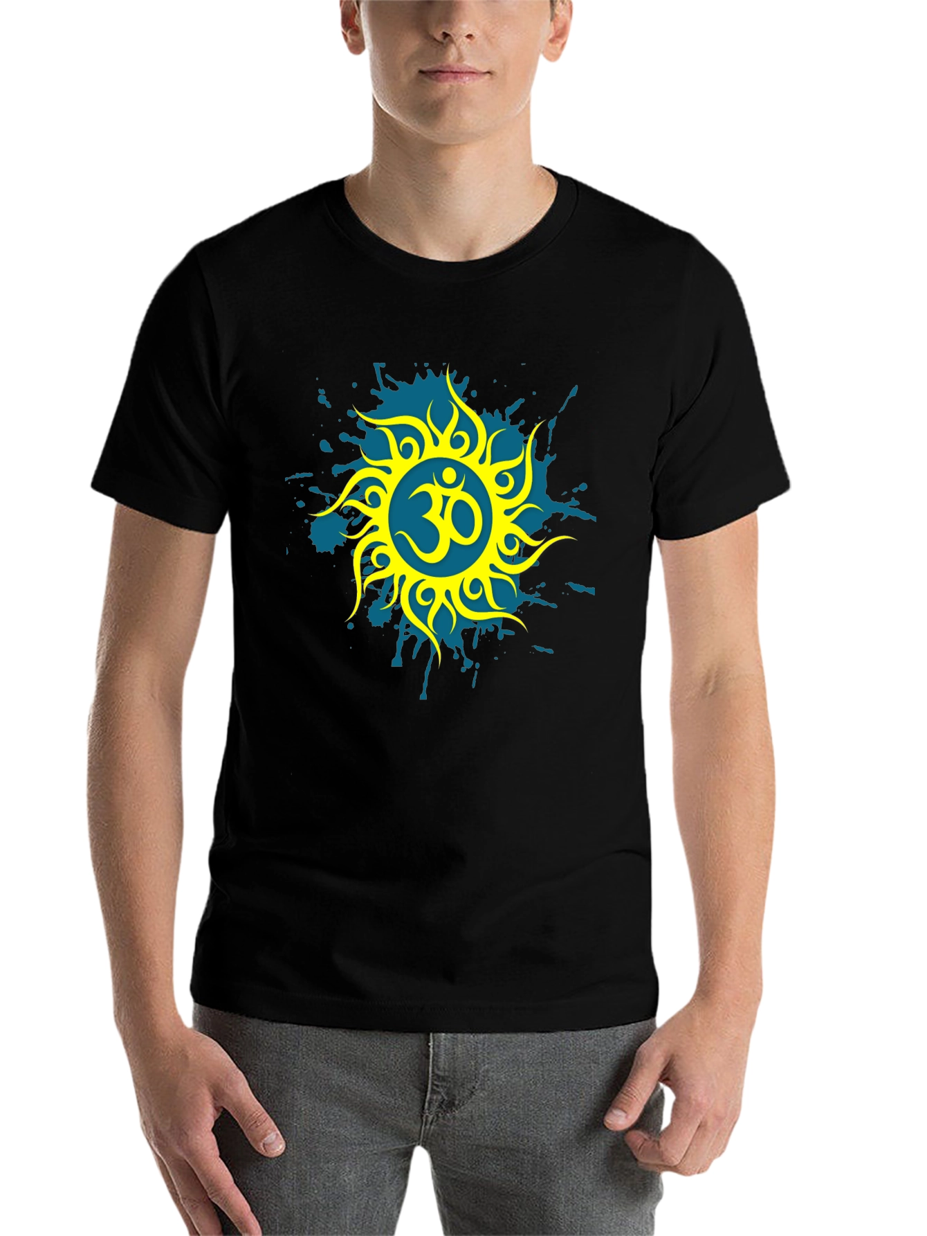 Black Om Symbol Graphic Tee - Stylish Black T-Shirt view 7