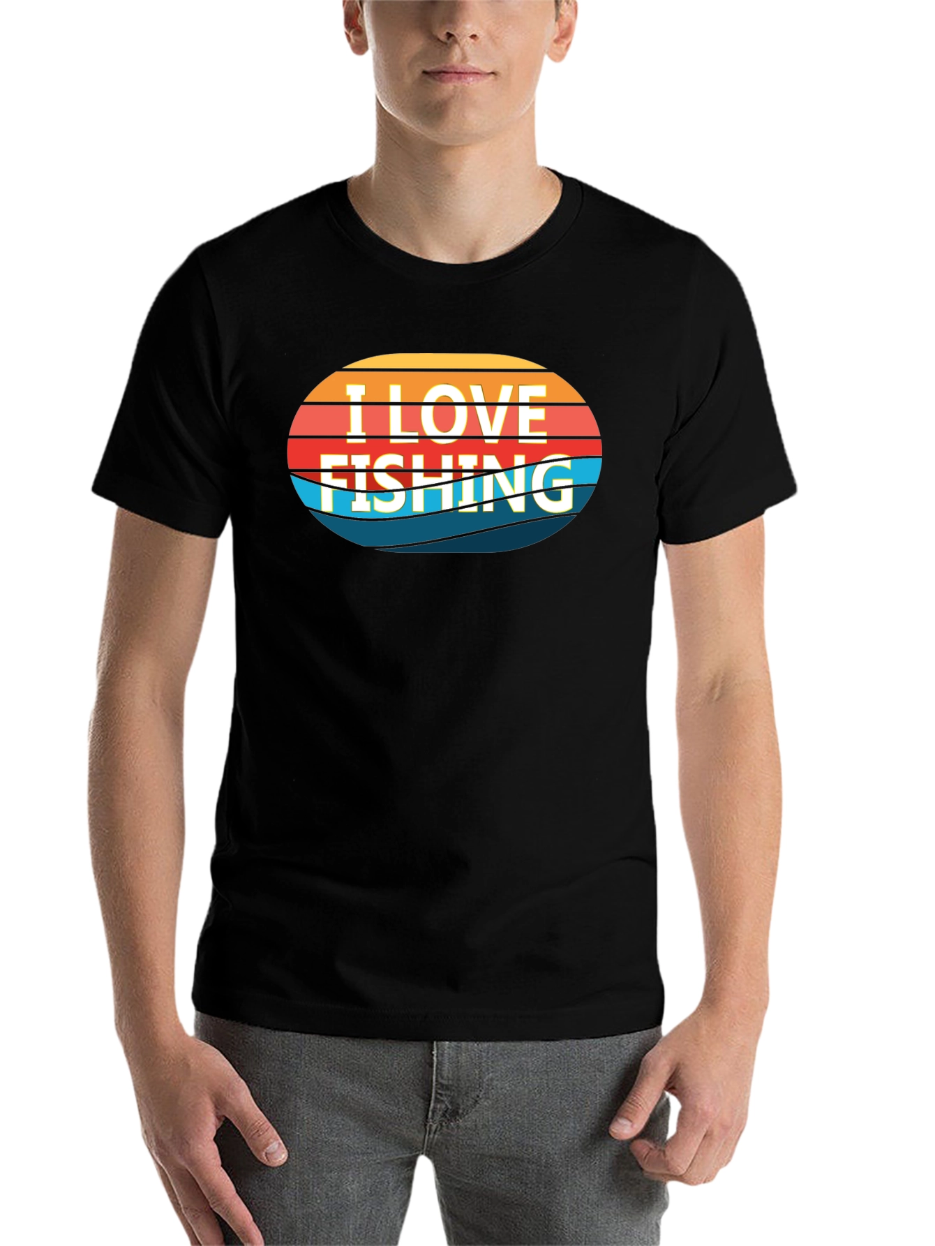 Black I Love Fishing Graphic Tee - Black Cotton T-Shirt view 7