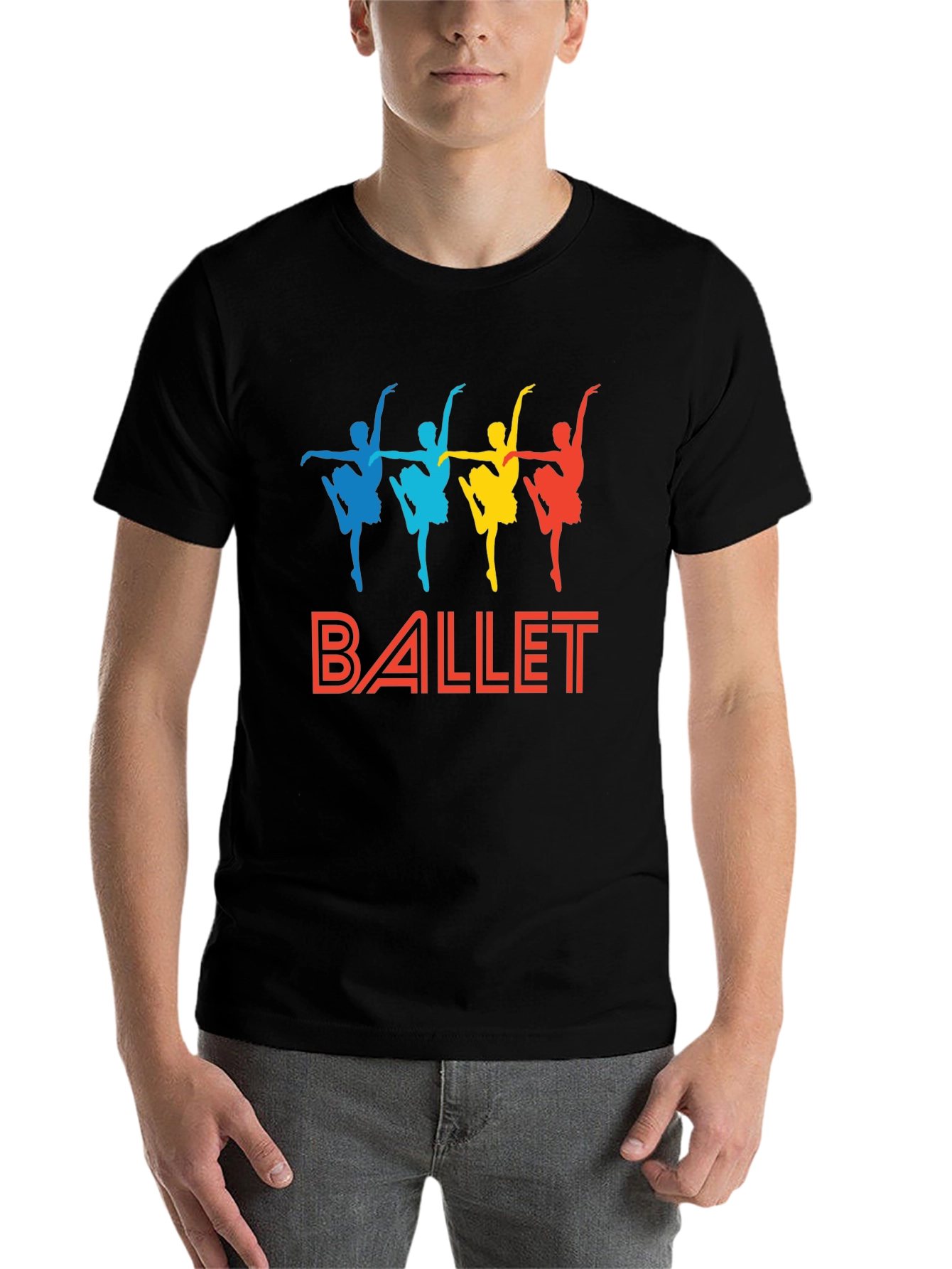 Black Ballet Dancer Graphic Tee - Black Cotton T-Shirt view 7