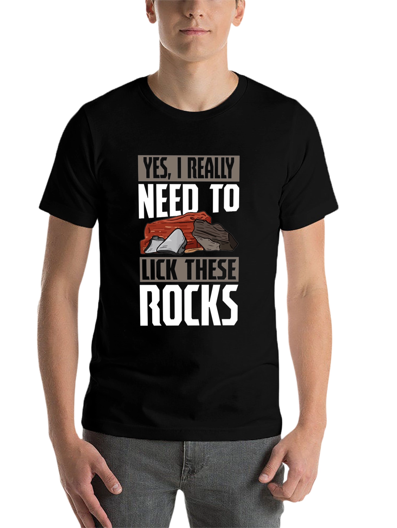 Black Funny Rock Licking T-Shirt - Geologist Humor view 7