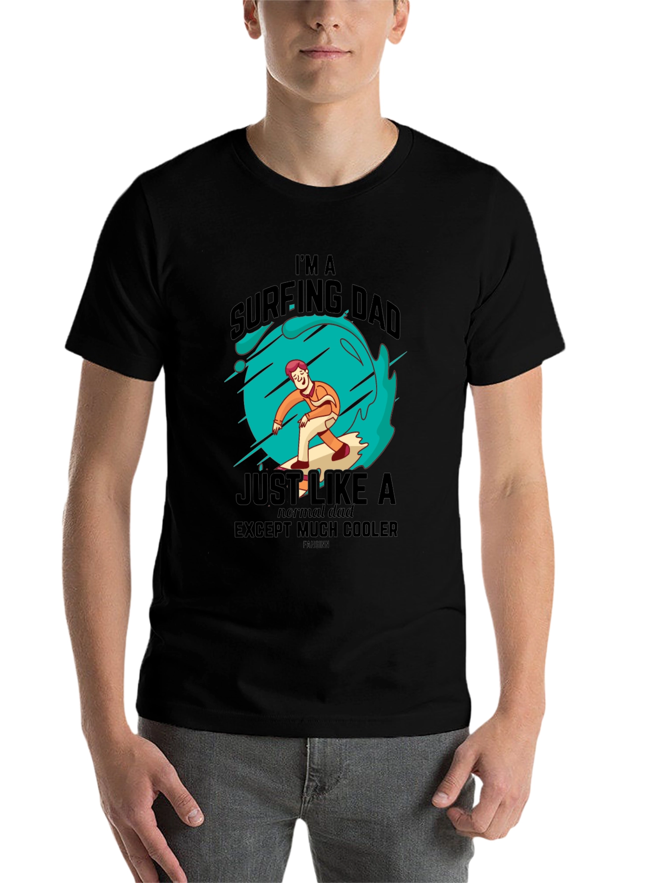 Black Surfing Dad Cool Graphic Tee view 7