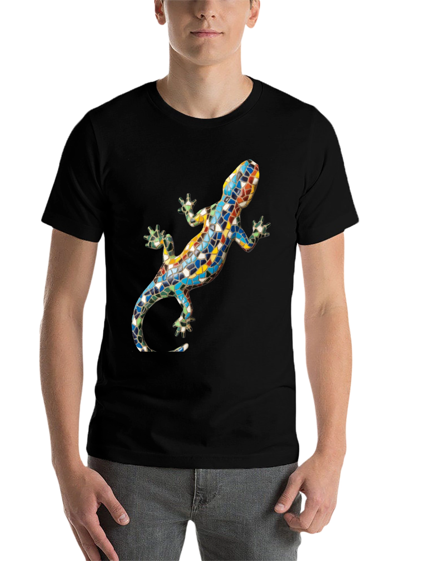 Black Mosaic Lizard Graphic Tee view 7