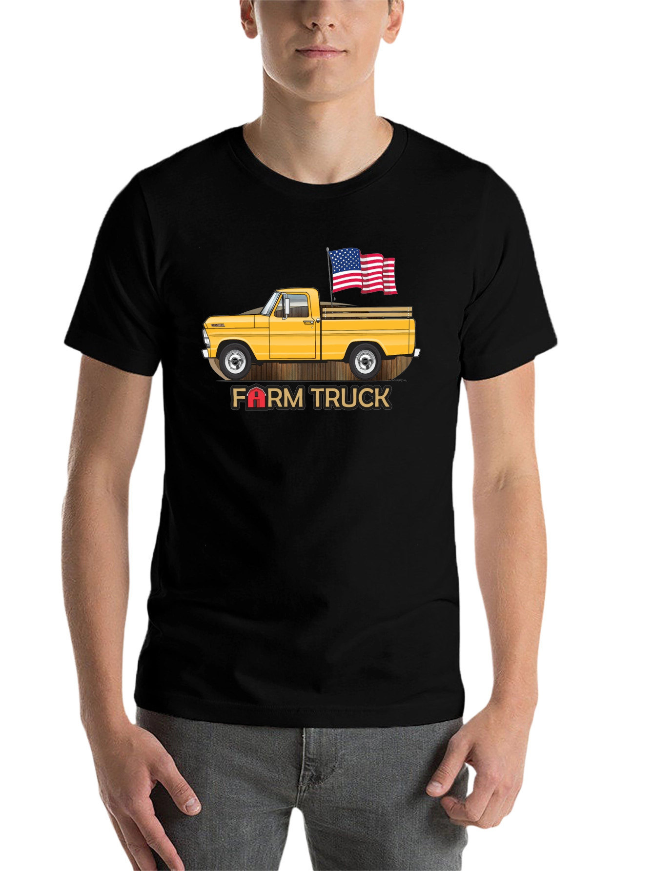 Black Farm Truck Graphic Tee - Patriotic Vintage Design view 7