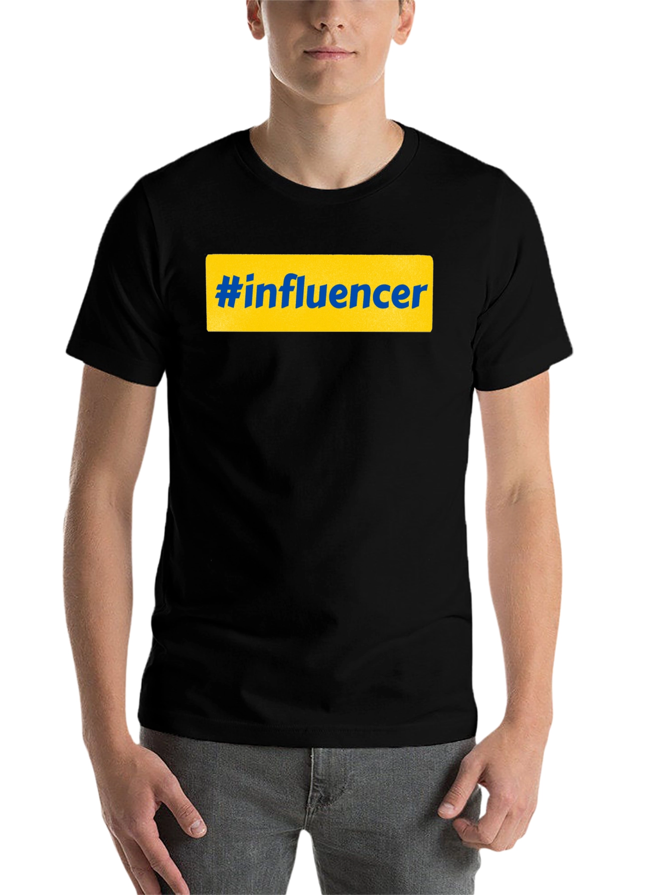 Black Hashtag Influencer Graphic Tee - Black Casual T-Shirt view 7